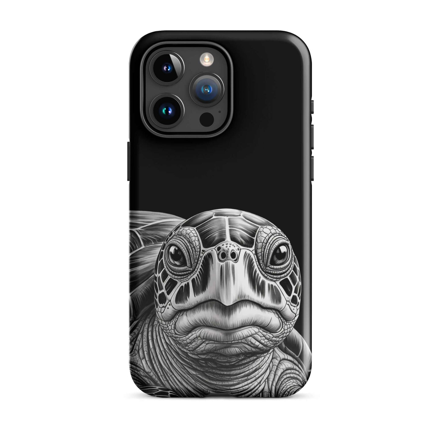 Phone Case featuring detailed pencil sketch of ancient sea turtle, combining art and protection for iPhone with timeless, luxurious design.