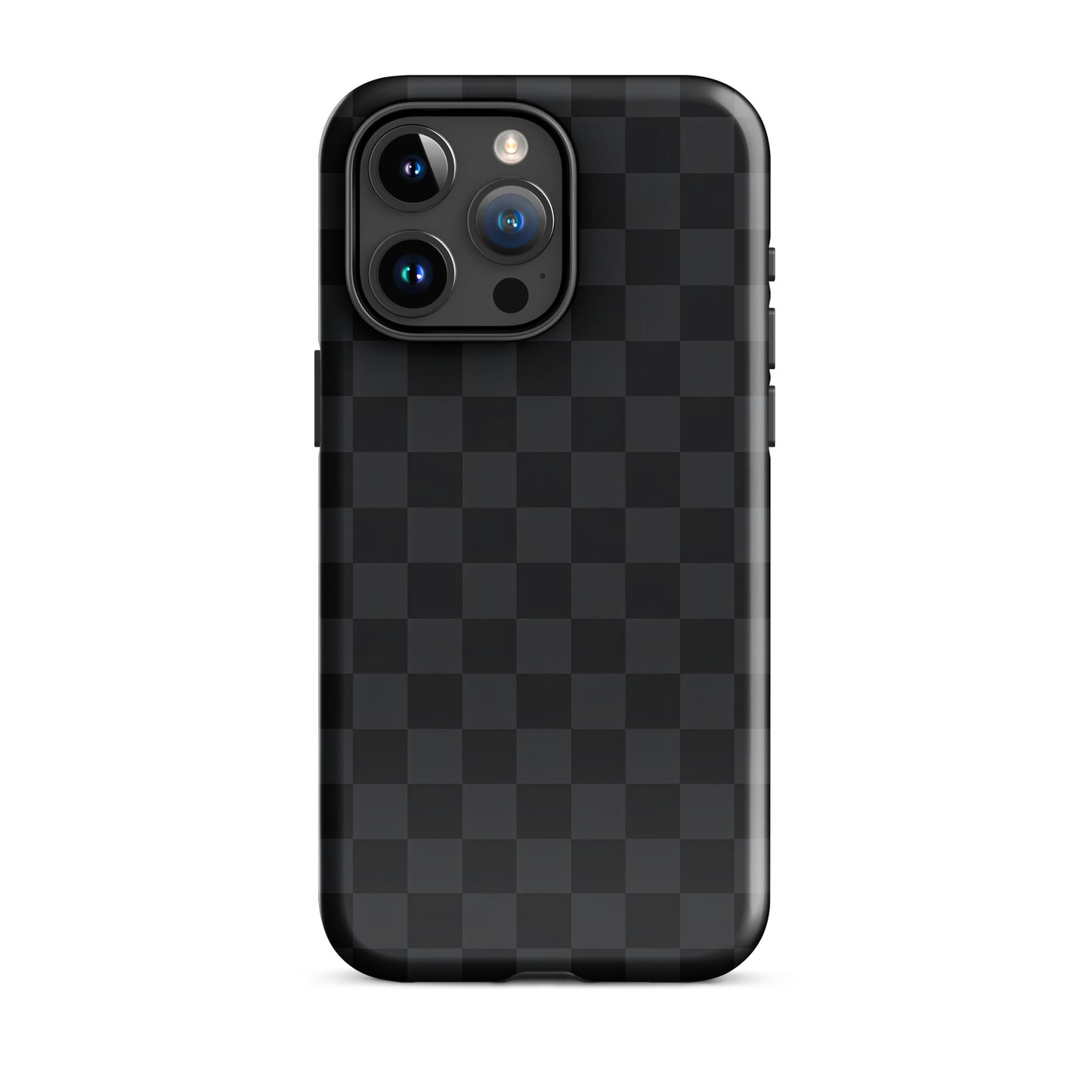 Phone Case for iPhone with black and charcoal checkered design for modern minimalists.