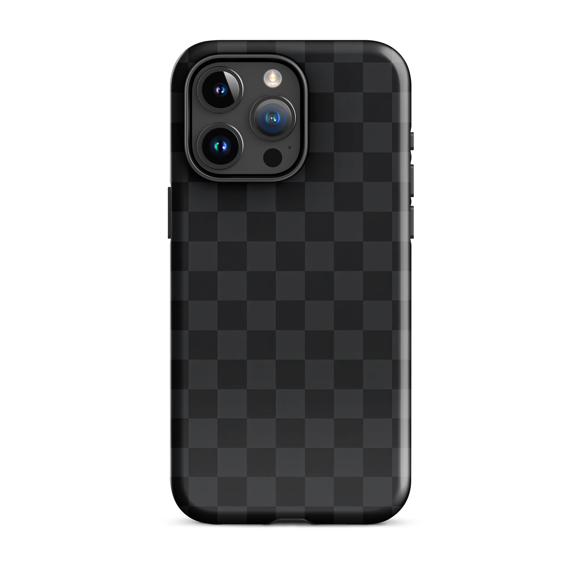 Phone Case for iPhone with black and charcoal checkered design for modern minimalists.