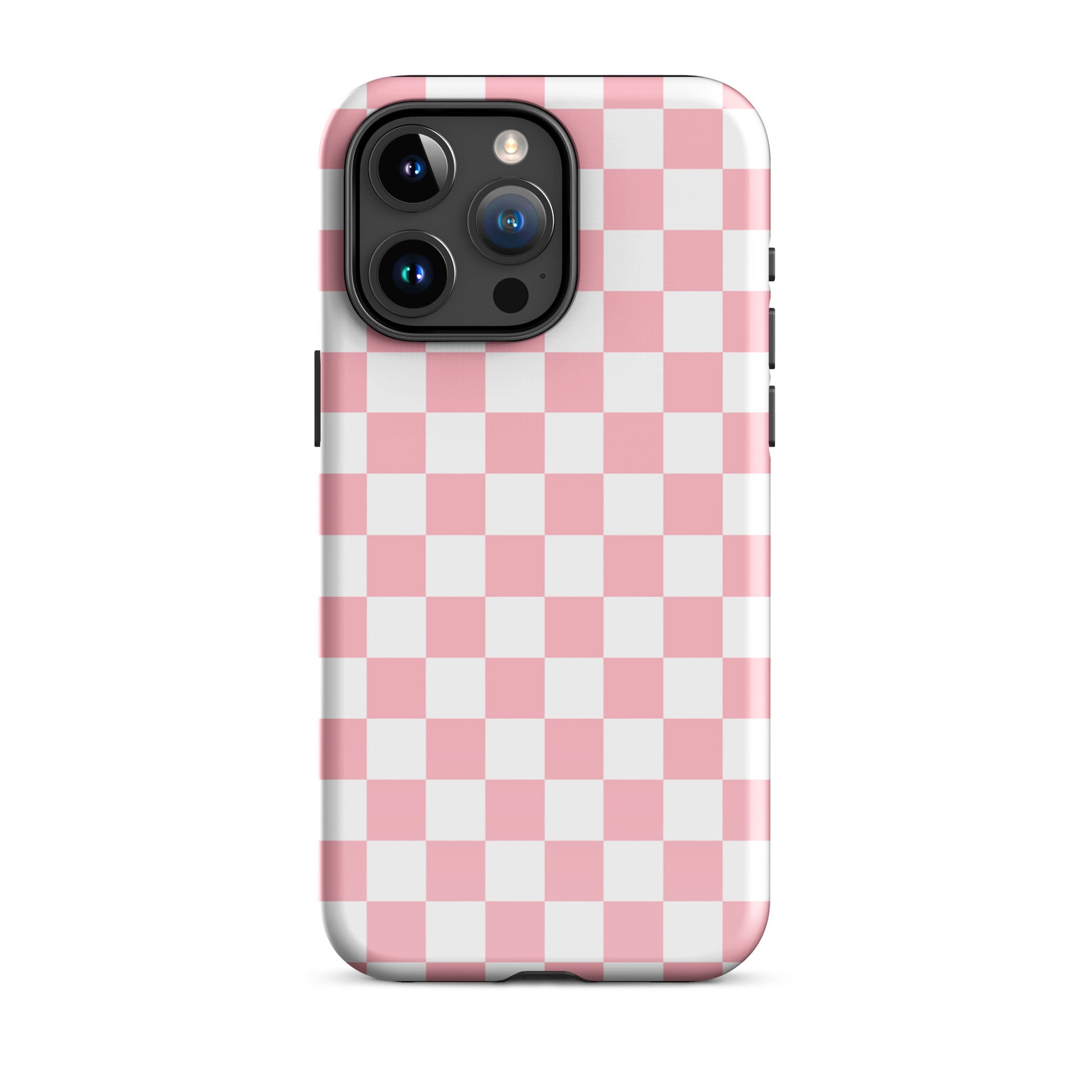 Phone Case with playful pink and white checkered pattern for iPhone