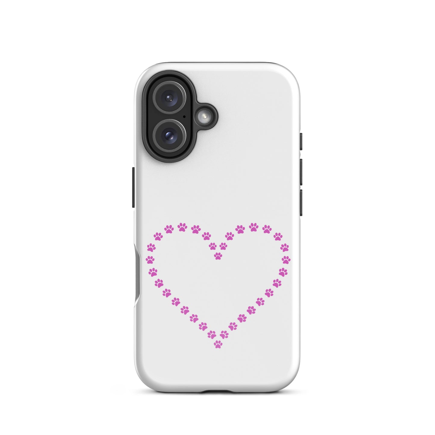 Phone Case for iPhone featuring a cute heart design made of pink paw prints, perfect for pet lovers.
