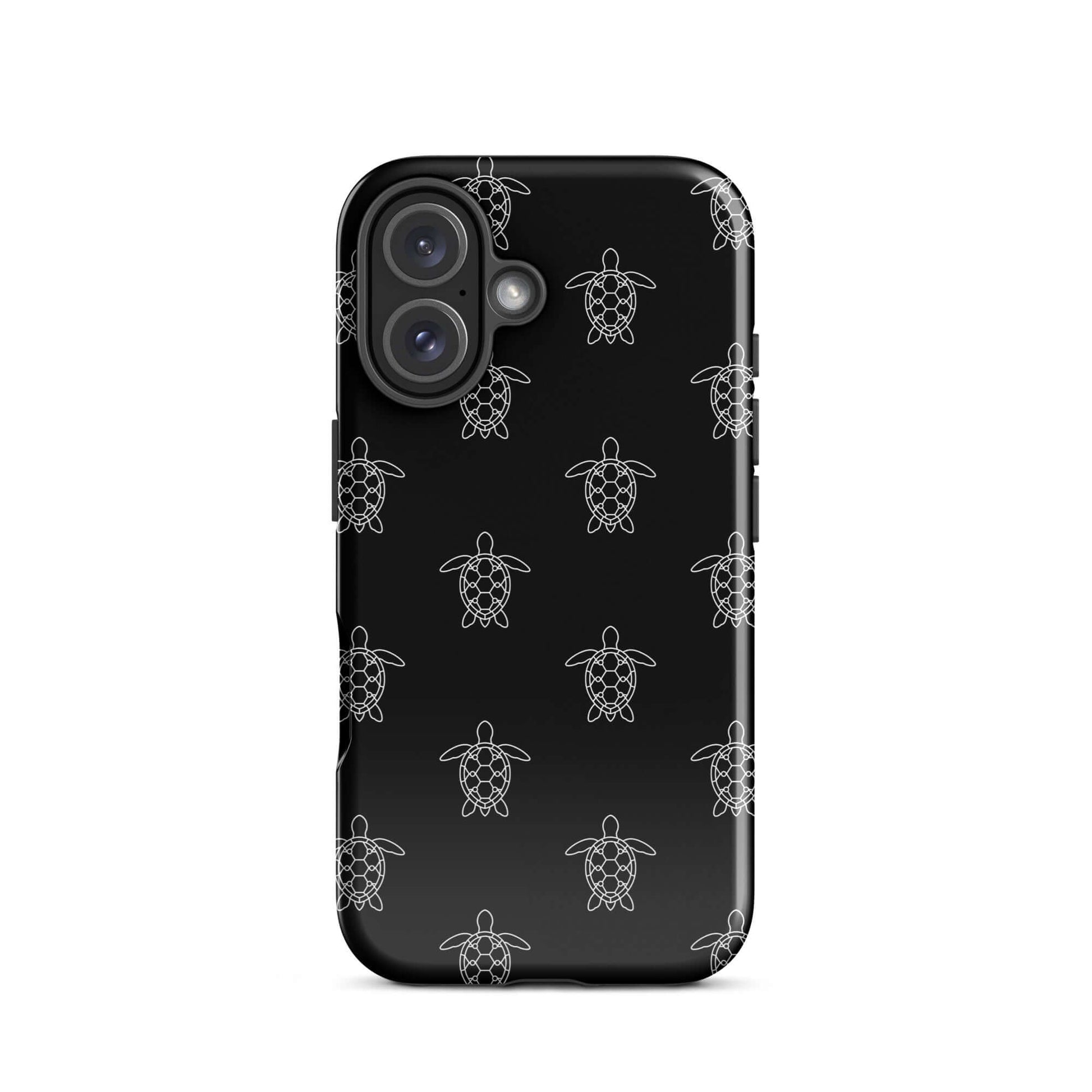 Phone Case for iPhone featuring minimalist sea turtle pattern in black background.