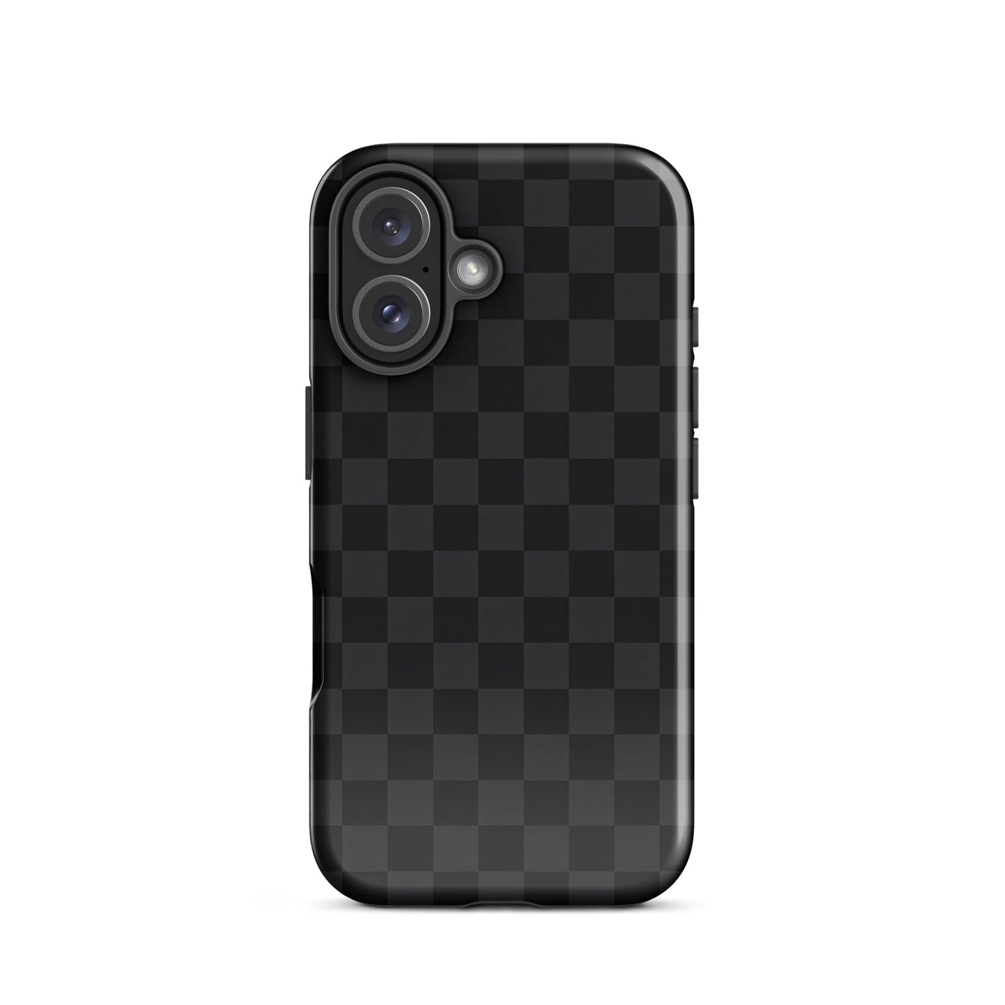 Black and charcoal checkered Phone Case for iPhone with modern minimalist design, showcasing sleek sophistication and protection.
