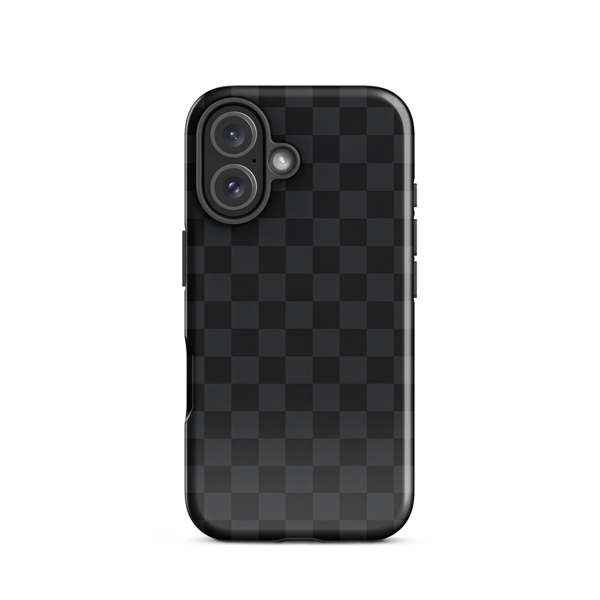 Black and charcoal checkered Phone Case for iPhone with modern minimalist design, showcasing sleek sophistication and protection.