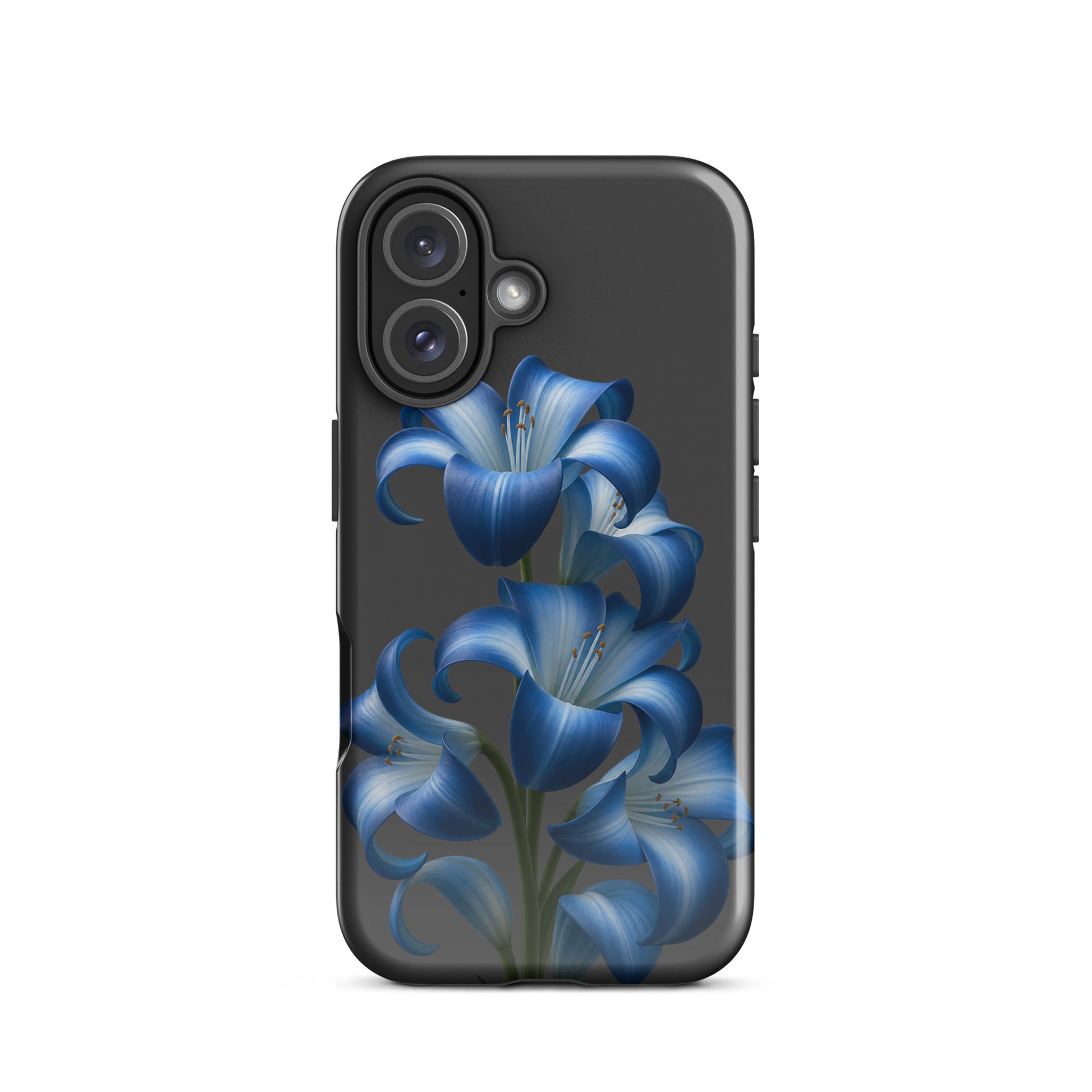 Phone Case with Blue Lily Art for iPhone, Dual-Layer Tough Protective Cover
