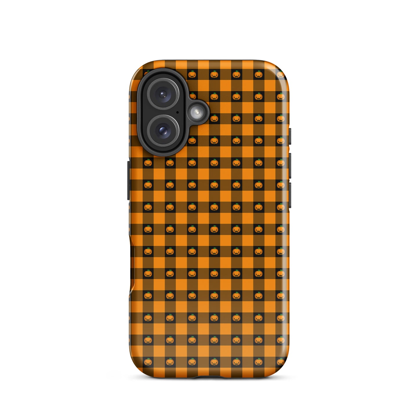 Phone Case for iPhone with playful pumpkin gingham Halloween design