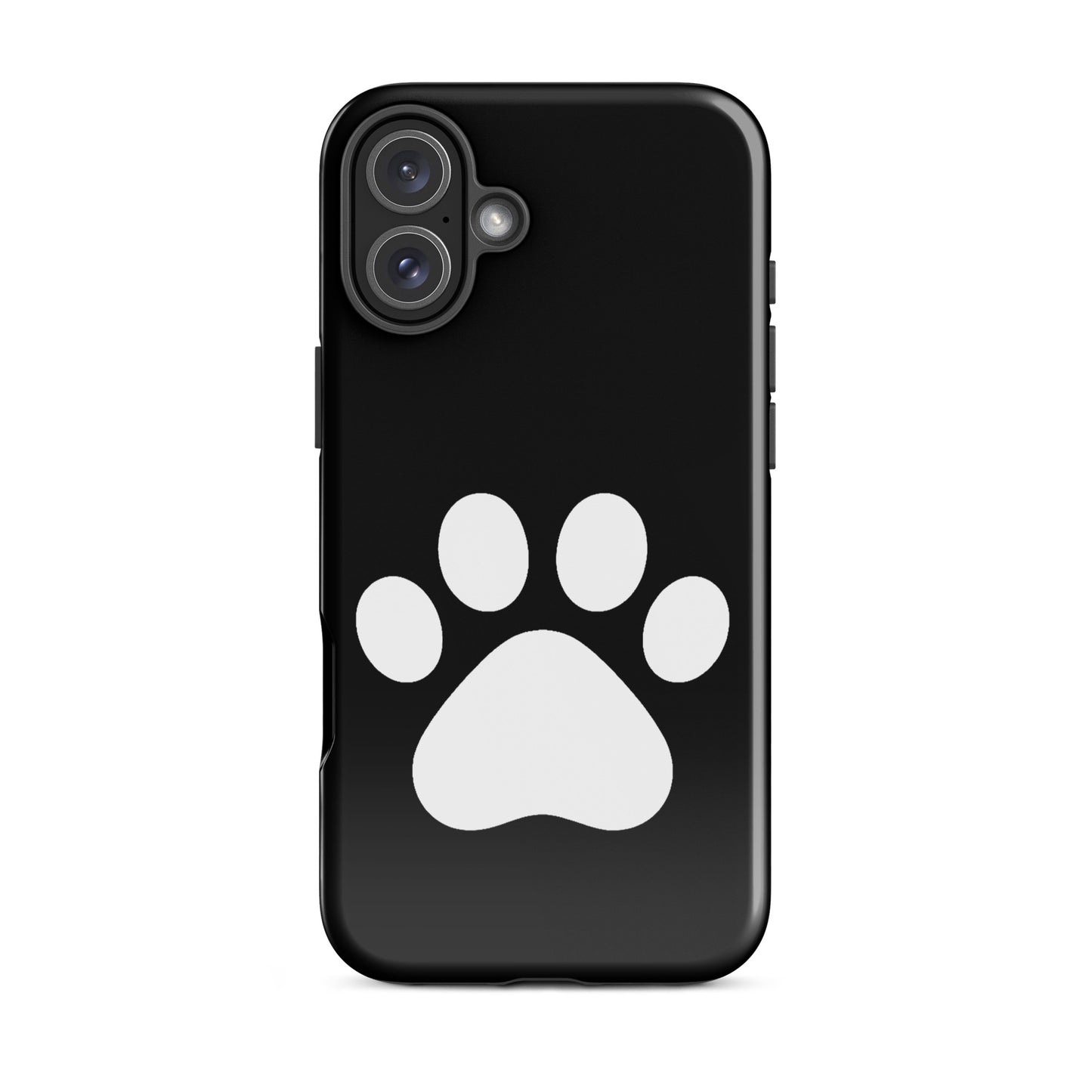 Phone Case for iPhone with minimalist black design featuring a white paw print for pet lovers.