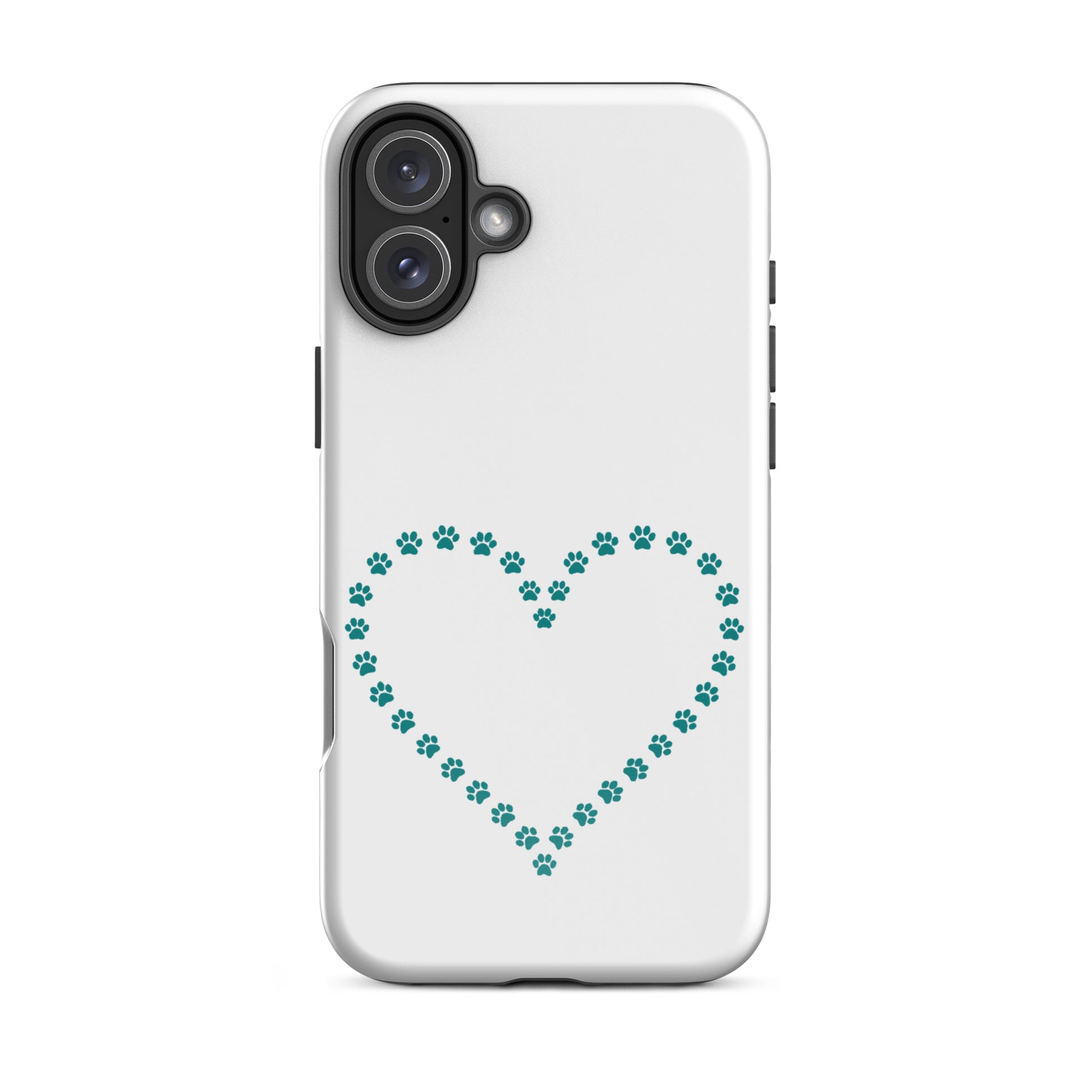 Phone Case for iPhone with cute paw print heart design for pet lovers.