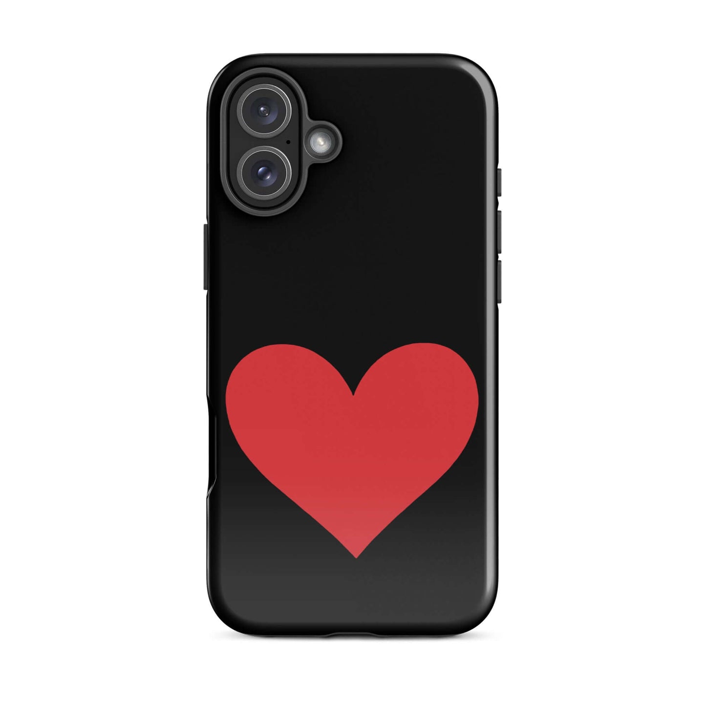 Phone Case featuring a bold red heart design on a black background, perfect for expressing love.