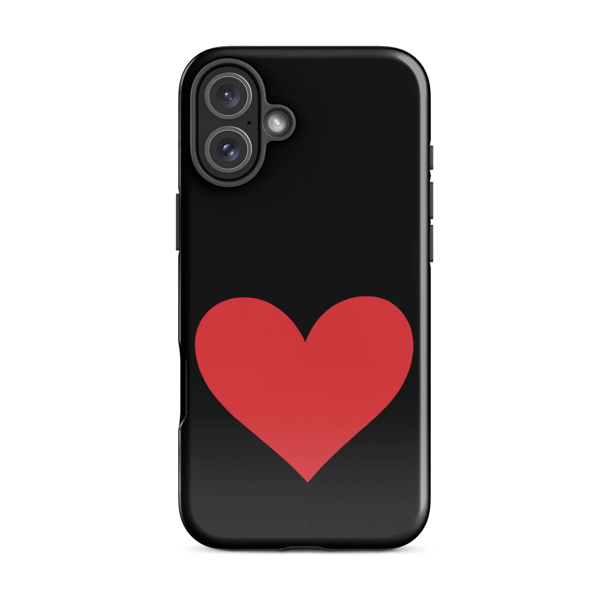 Phone Case featuring a bold red heart design on a black background, perfect for expressing love.