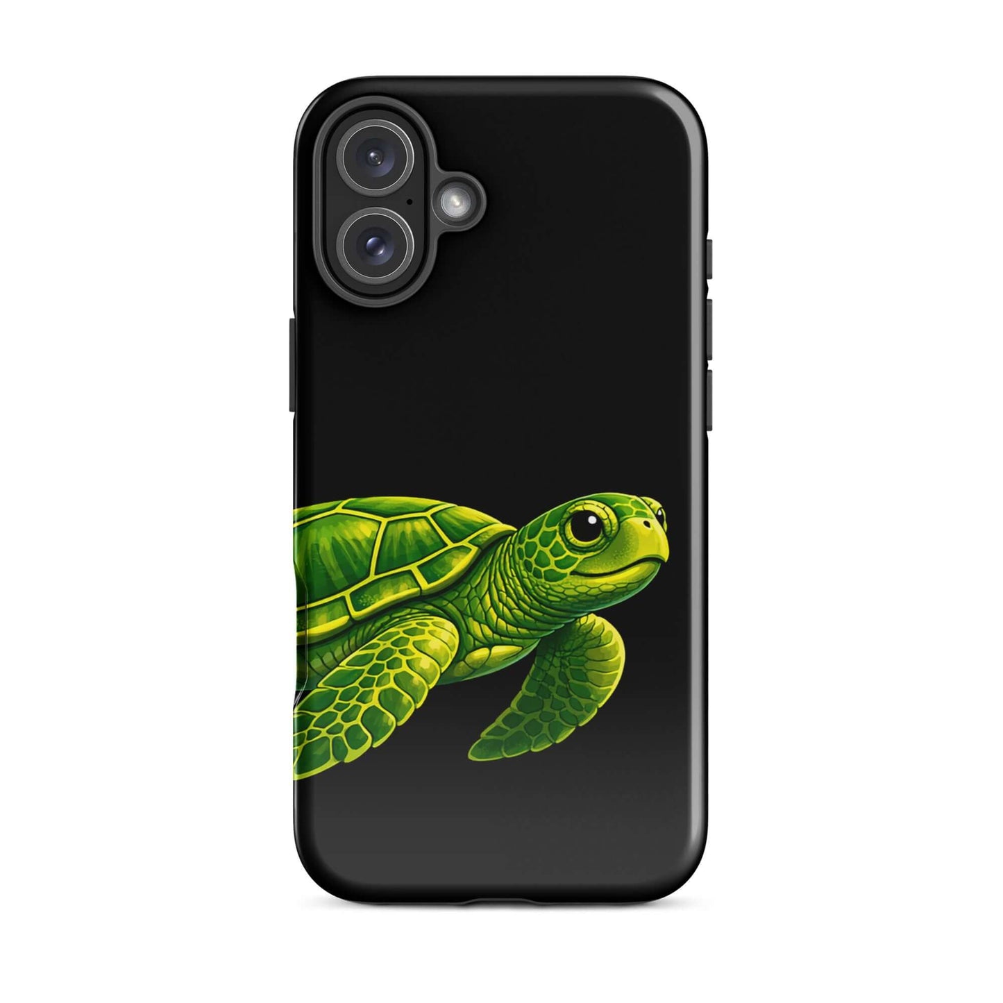 Phone Case featuring a vibrant sea turtle design on a black background for style and protection.