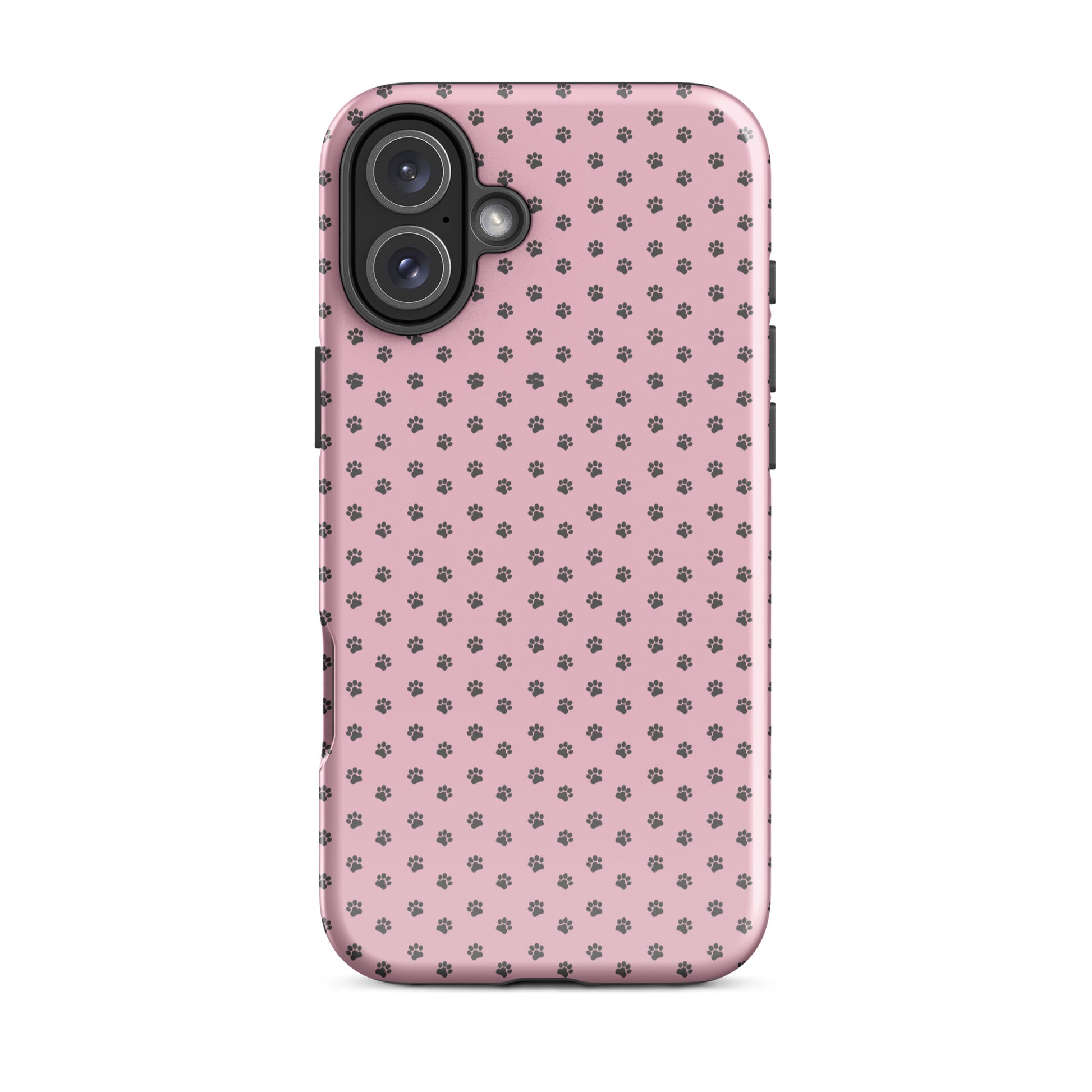 Phone Case for iPhone with paw-print design on a pink background, showcasing playful protection and pet-friendly style.
