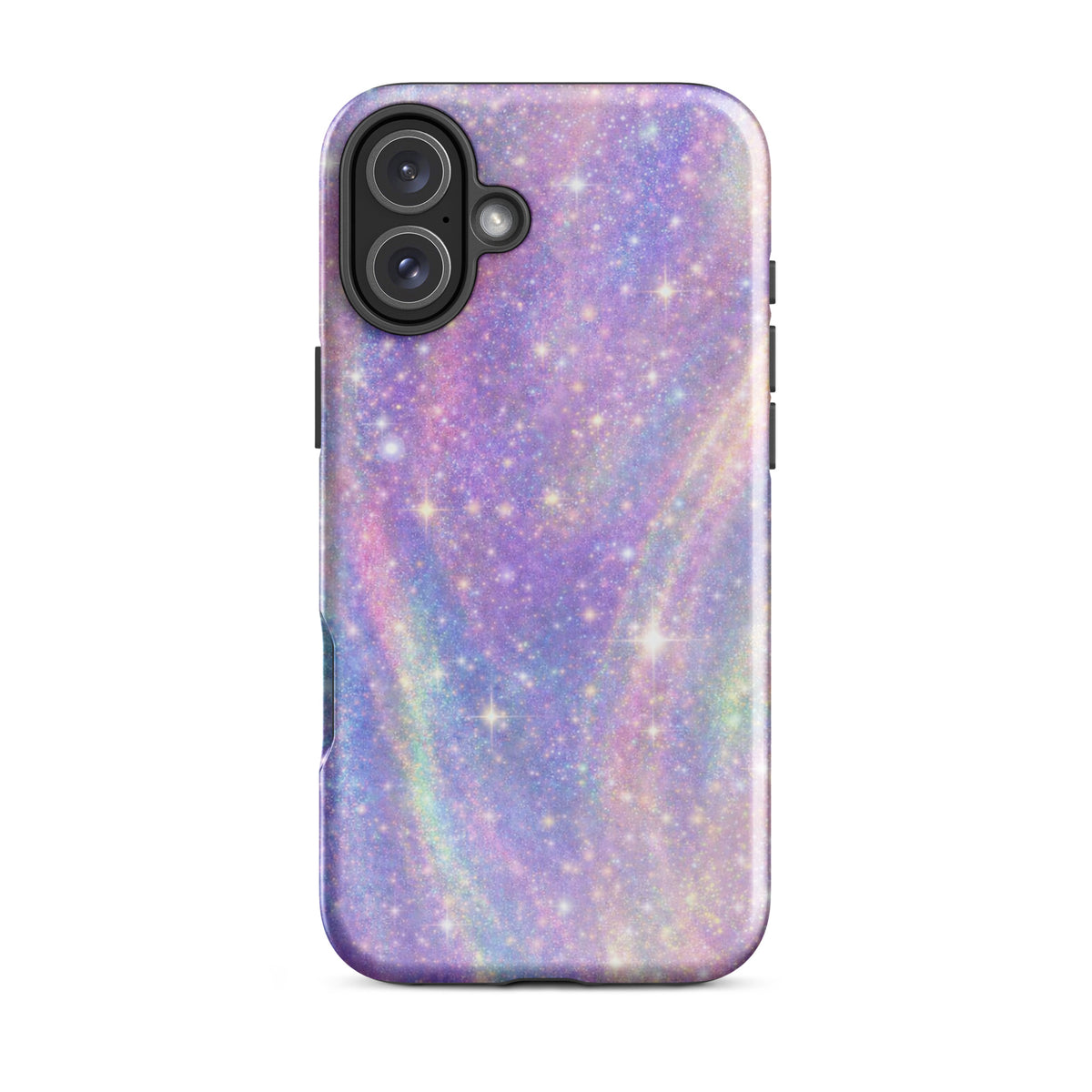 Phone Case for iPhone with cosmic dream swirl design in pastel purples, pinks, blues, and golden sparkles, galaxy theme