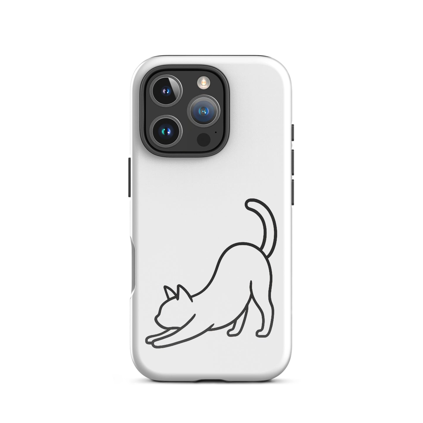 Phone Case featuring a minimalist cat stretching design with dual-layer protection for enhanced durability.