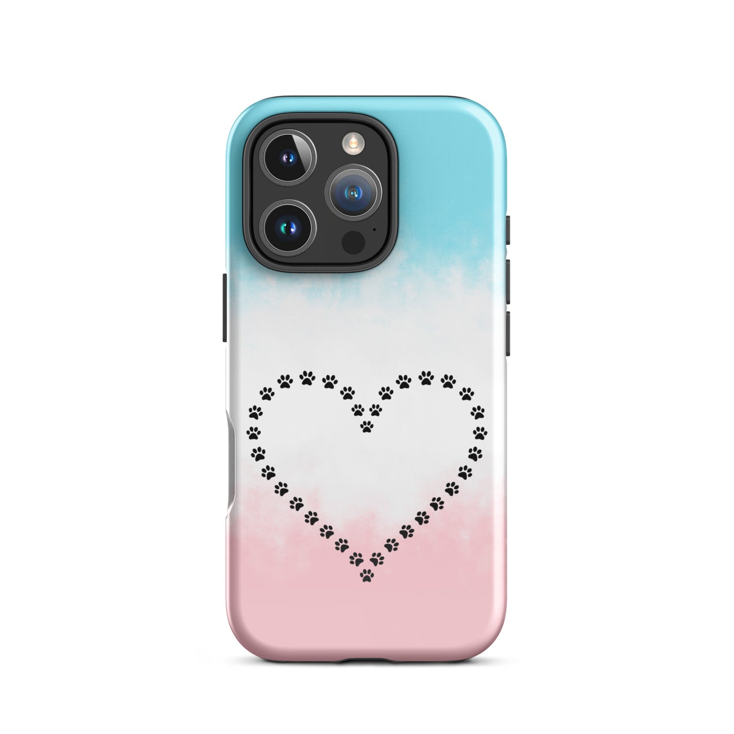 Phone Case for iPhone featuring a paw print heart design, showcasing playful charm and pet lover appeal.