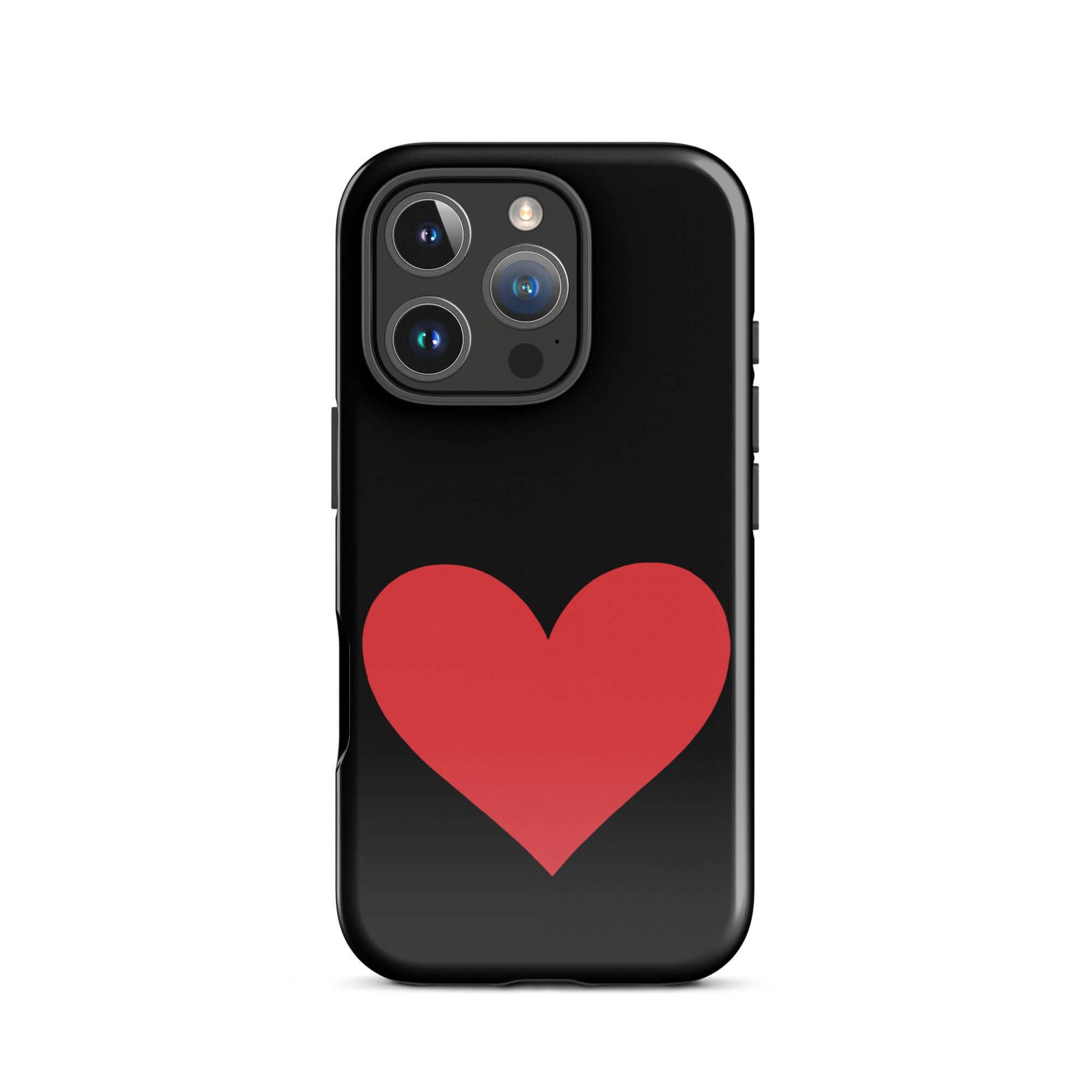 Phone Case for iPhone featuring a bold red heart design on a sleek black background.