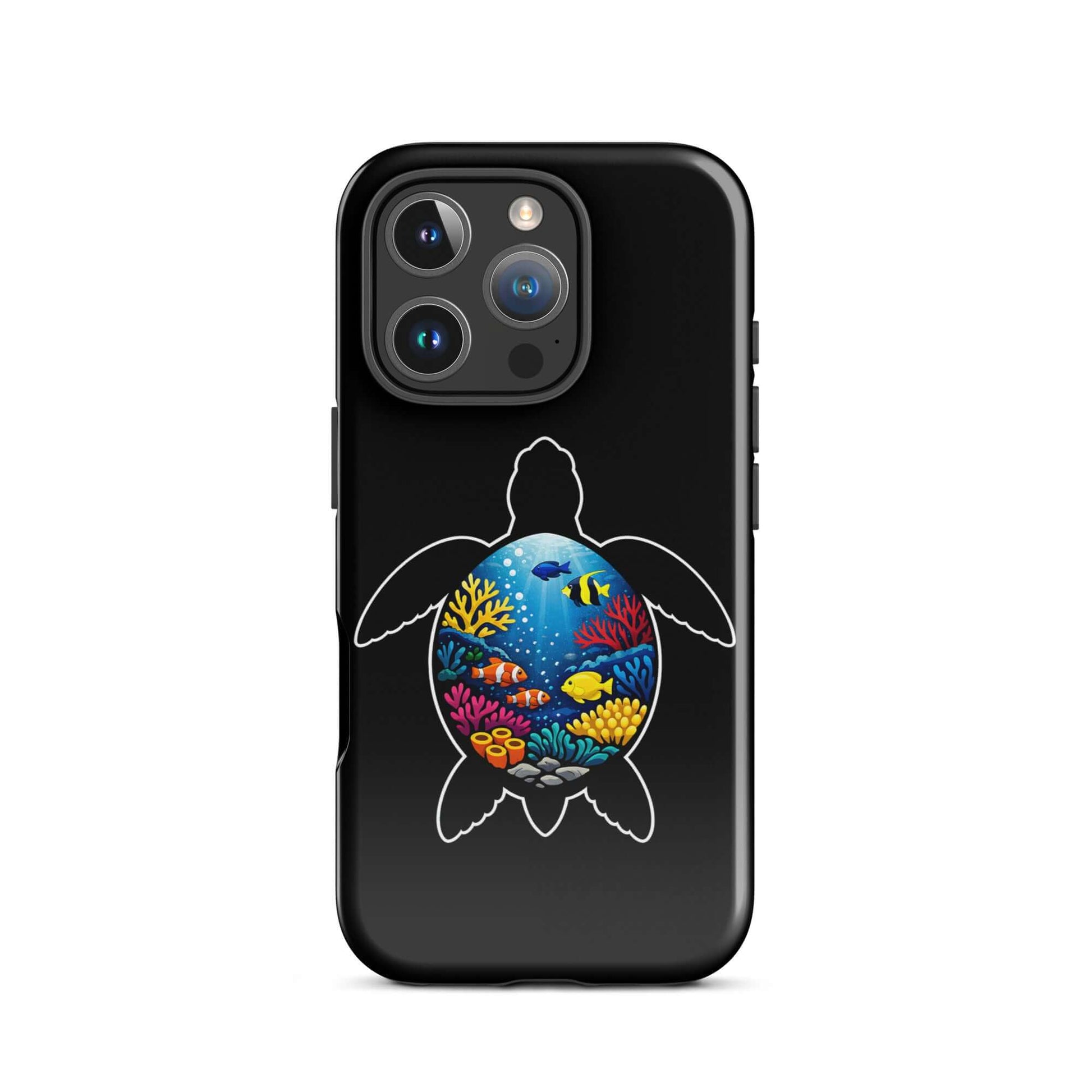 Phone Case for iPhone featuring vibrant sea turtle reef design with coral and fish.