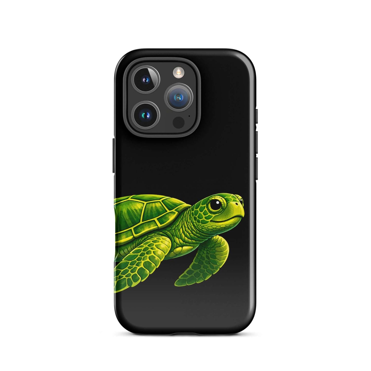 Phone Case featuring a vibrant sea turtle design on a sleek black background for style and protection.