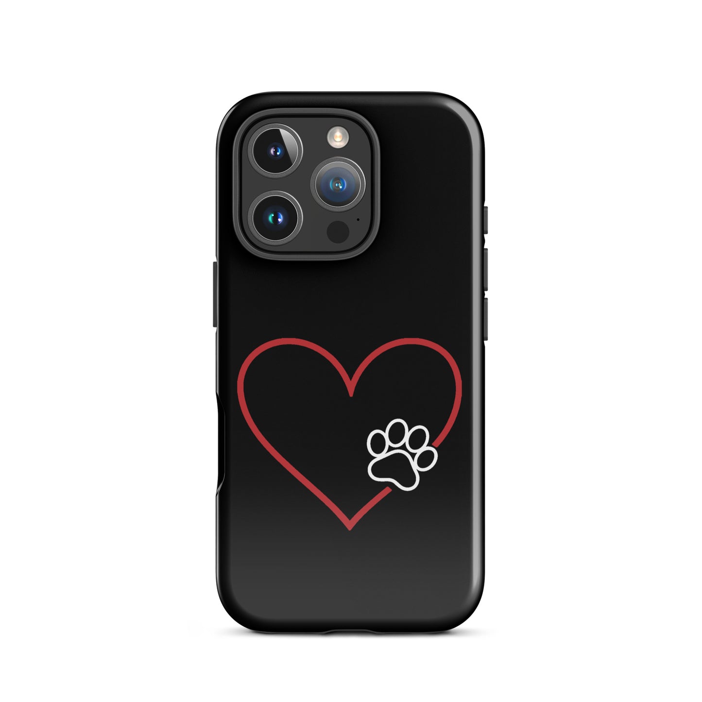 Phone Case for iPhone with heart and paw print design in black and white, ideal for pet lovers seeking stylish tech protection.