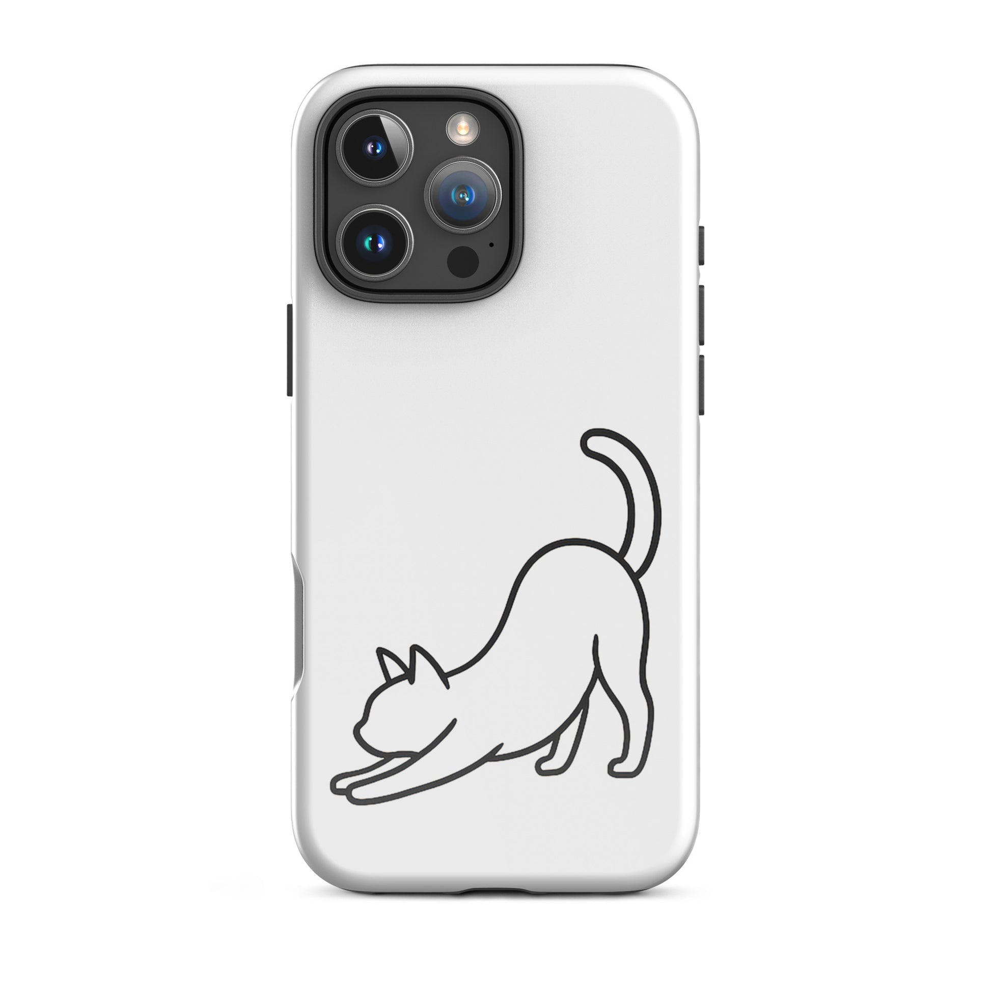 Phone Case featuring a minimalist stretching cat design for dual-layer protection.