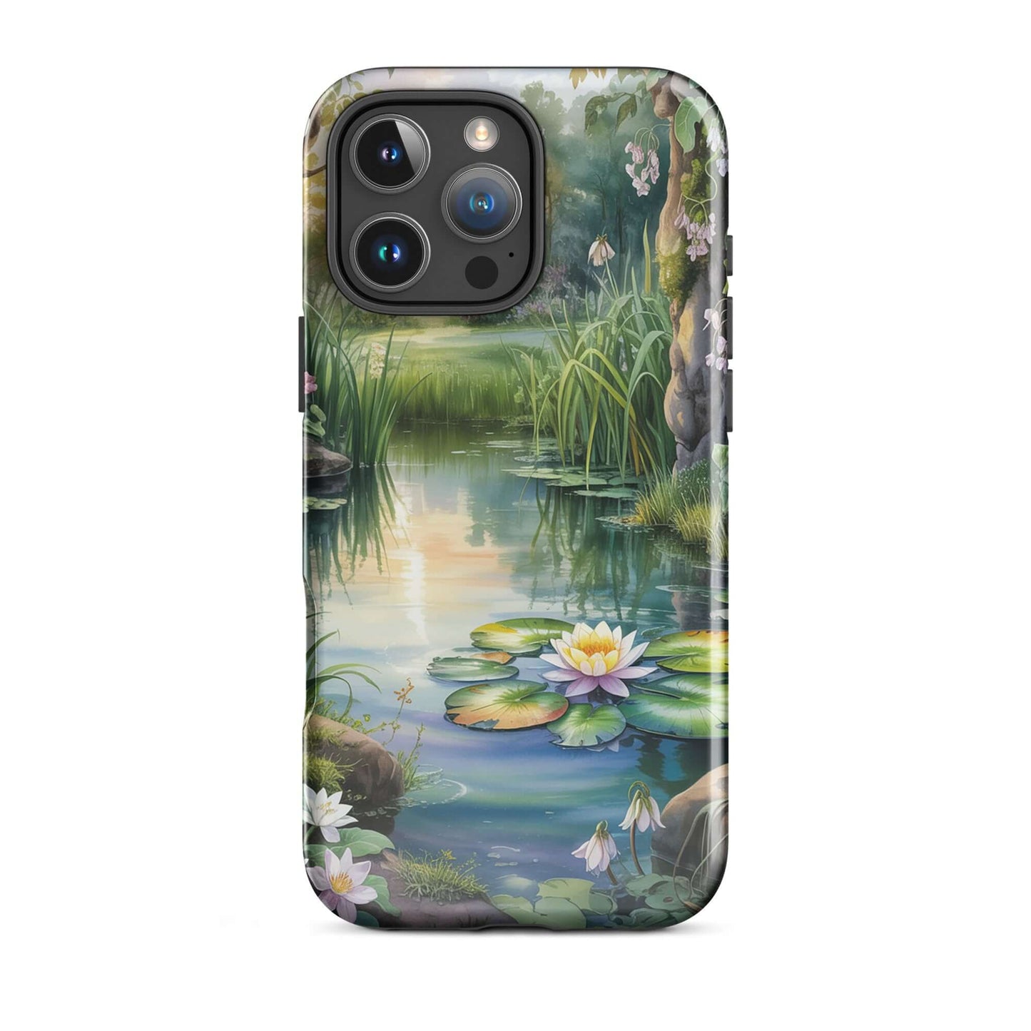 Phone Case for iPhone with enchanted pond design and lily pads, offering a peaceful, storybook charm and pocket-sized escape.