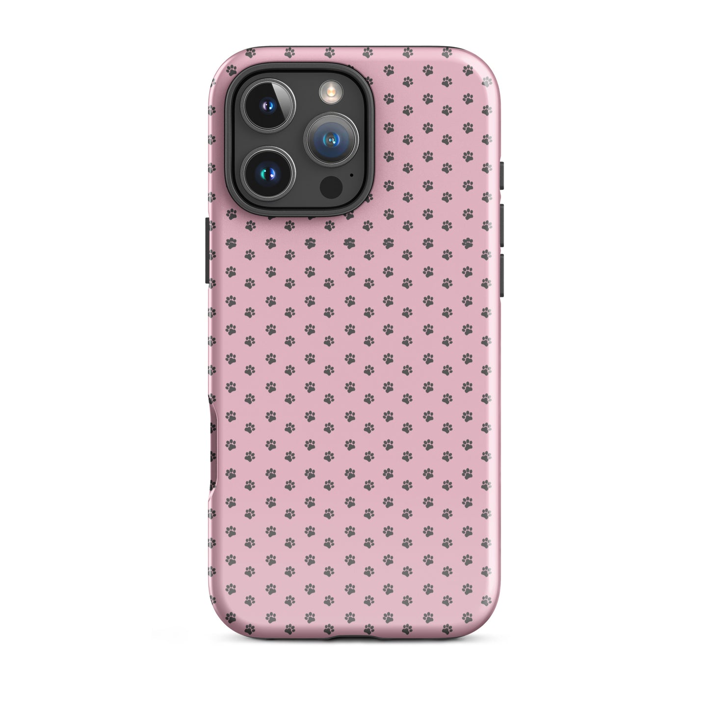 Phone Case for iPhone with paw print design on pink background, playful protection for pet lovers.