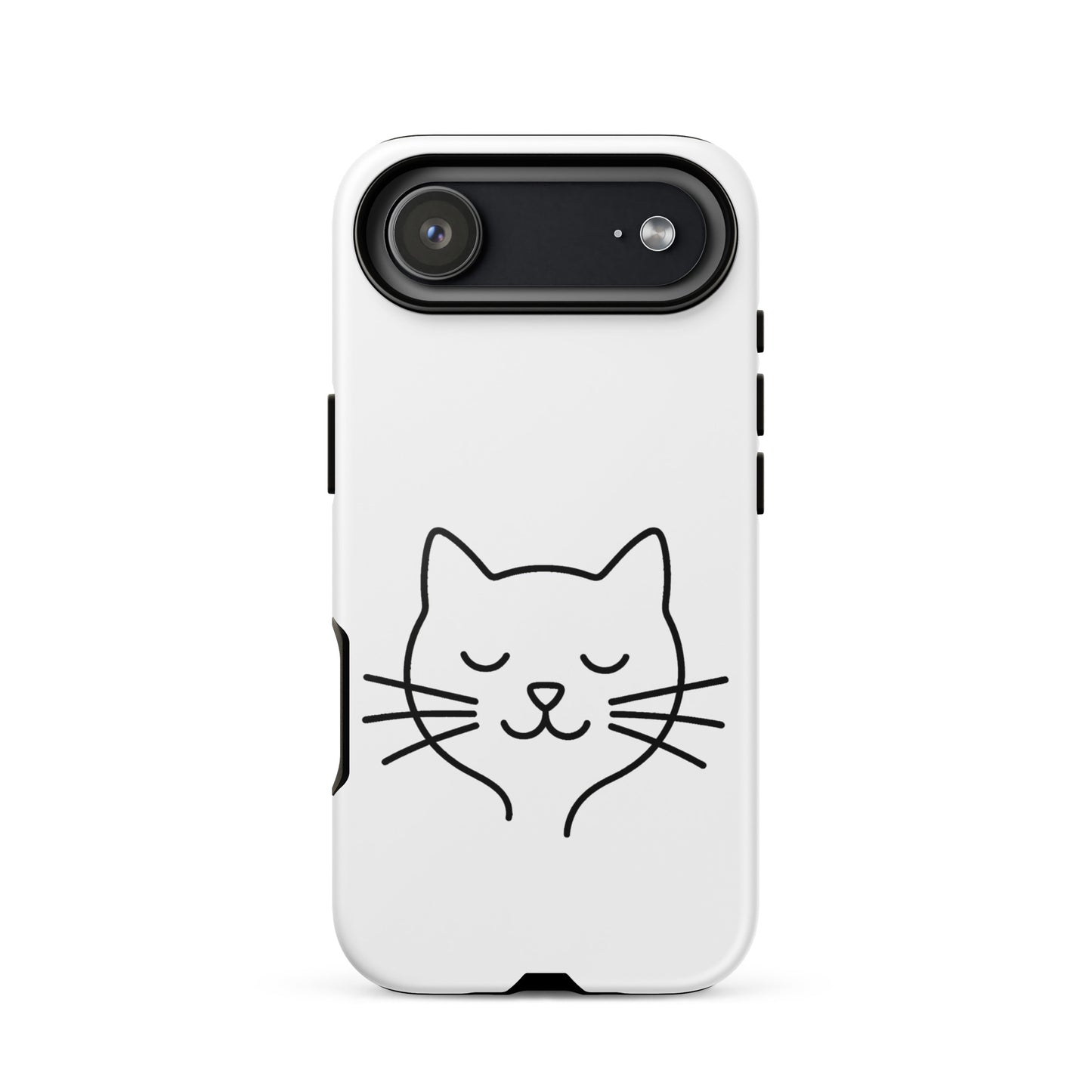 Phone Case for iPhone featuring cute minimalist cat line art design on a white background.