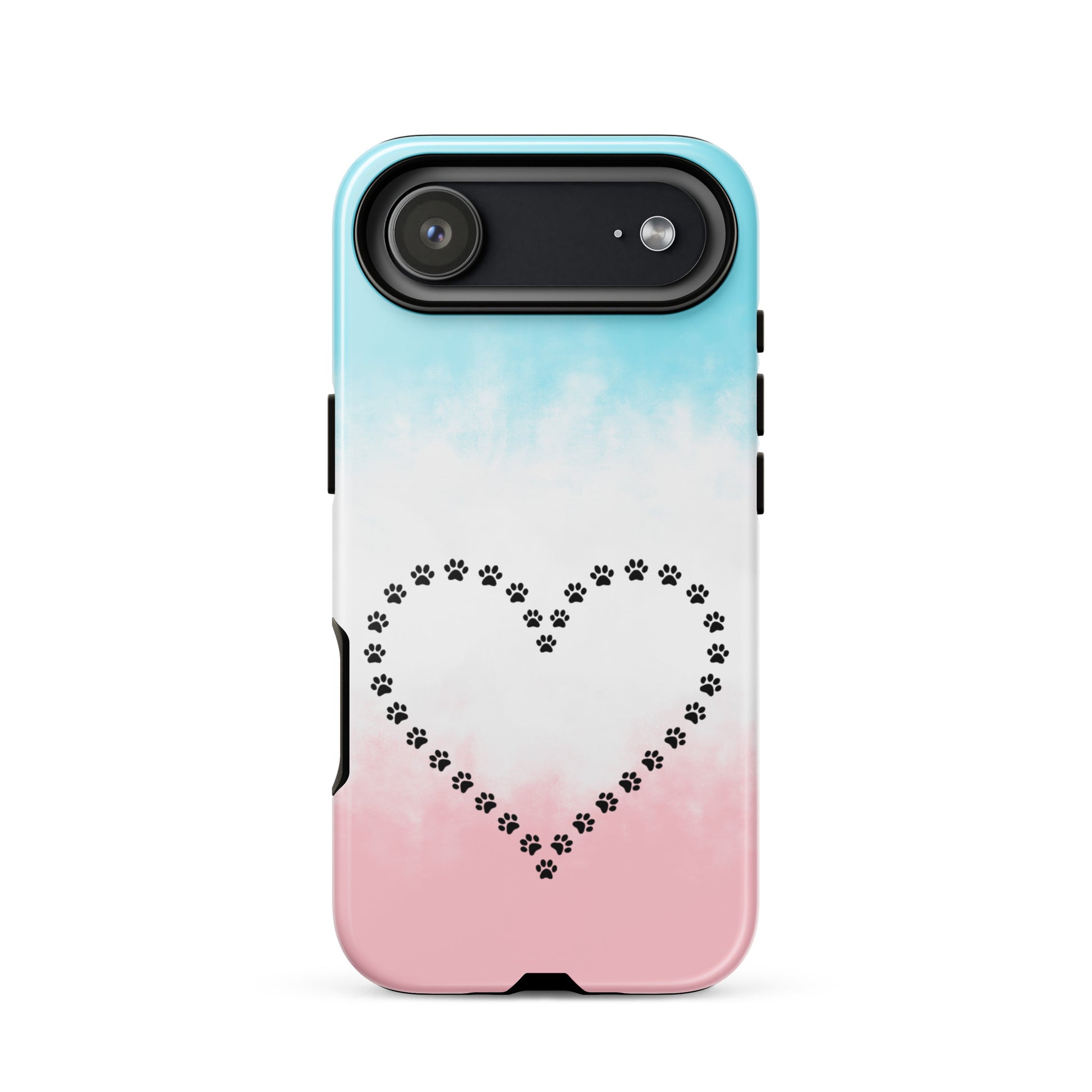 Phone Case for iPhone featuring a heart made of paw prints, perfect for pet lovers and protective style.