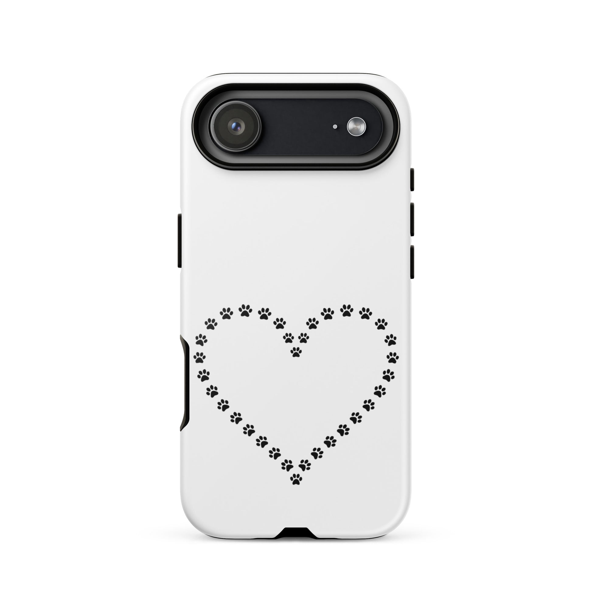 Phone Case for iPhone with cute paw print heart design for pet lovers, showcasing minimalist charm and durability.