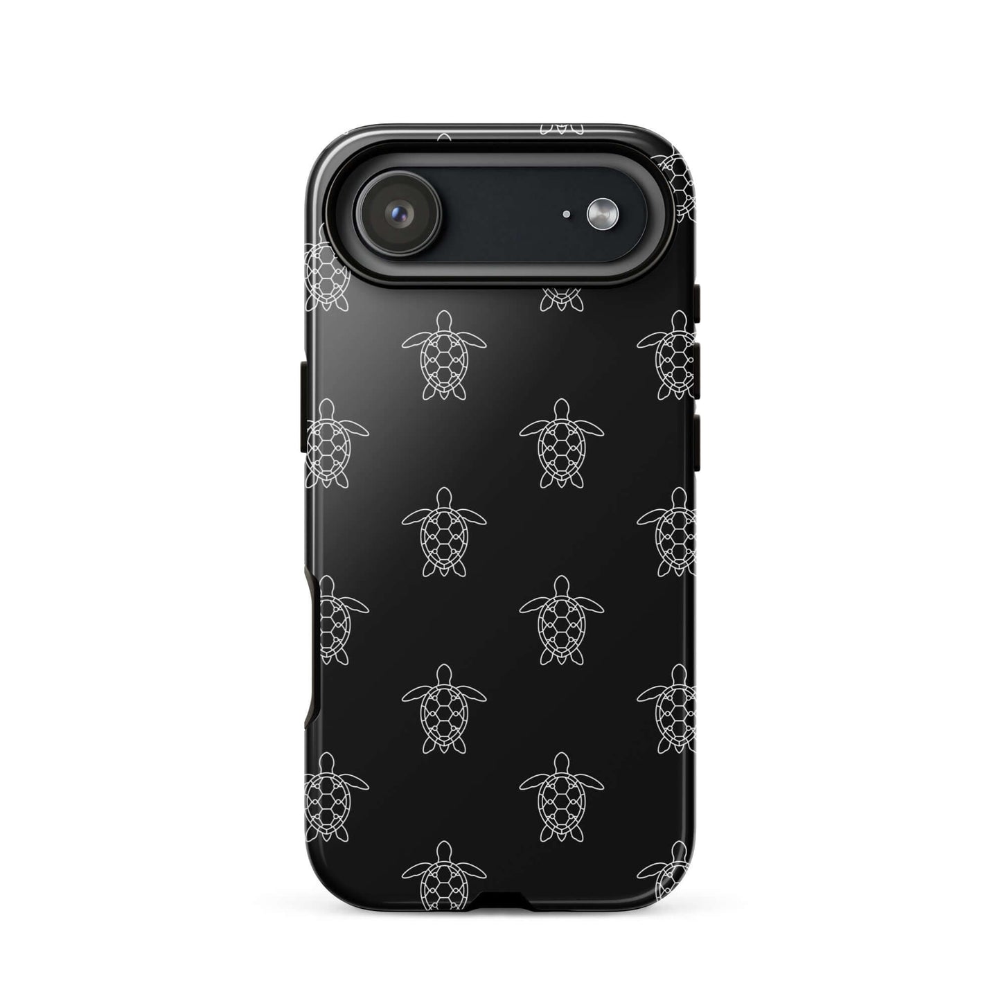 Phone Case featuring minimalist sea turtle pattern in black and white design.