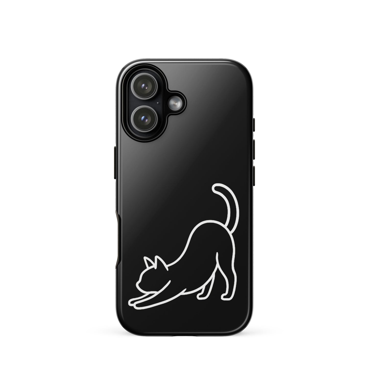 Phone Case with minimalist stretching cat design, providing dual-layer protection for your device.