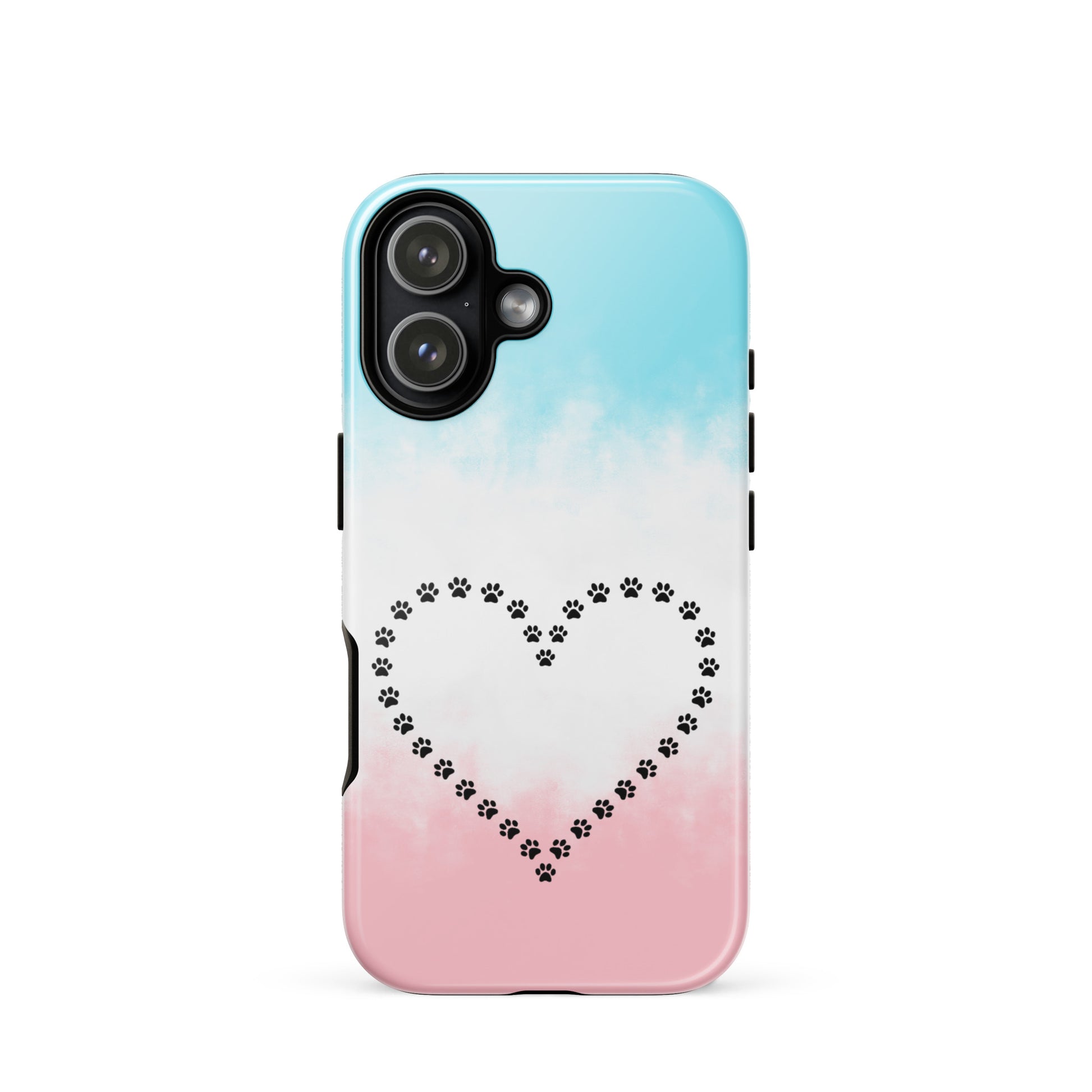 Phone Case featuring a heart outline made of paw prints, perfect for pet lovers who adore animals.