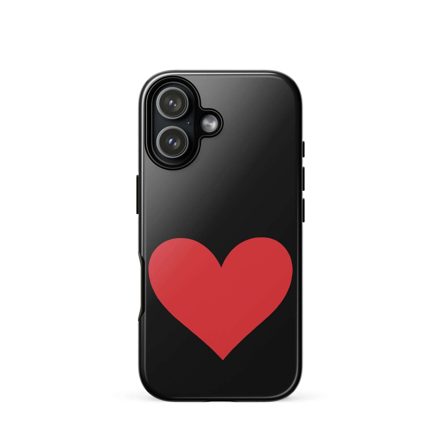 Phone Case for iPhone featuring a bold red heart design on a sleek black background.