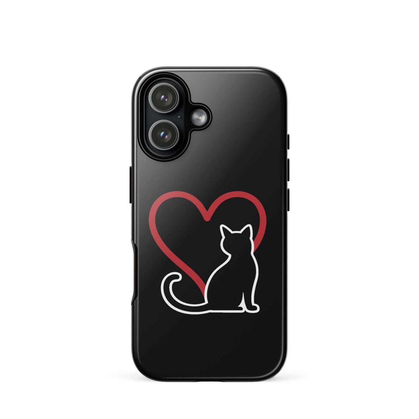 Phone Case for iPhone featuring a minimalist cat design and heart, perfect for cat lovers.