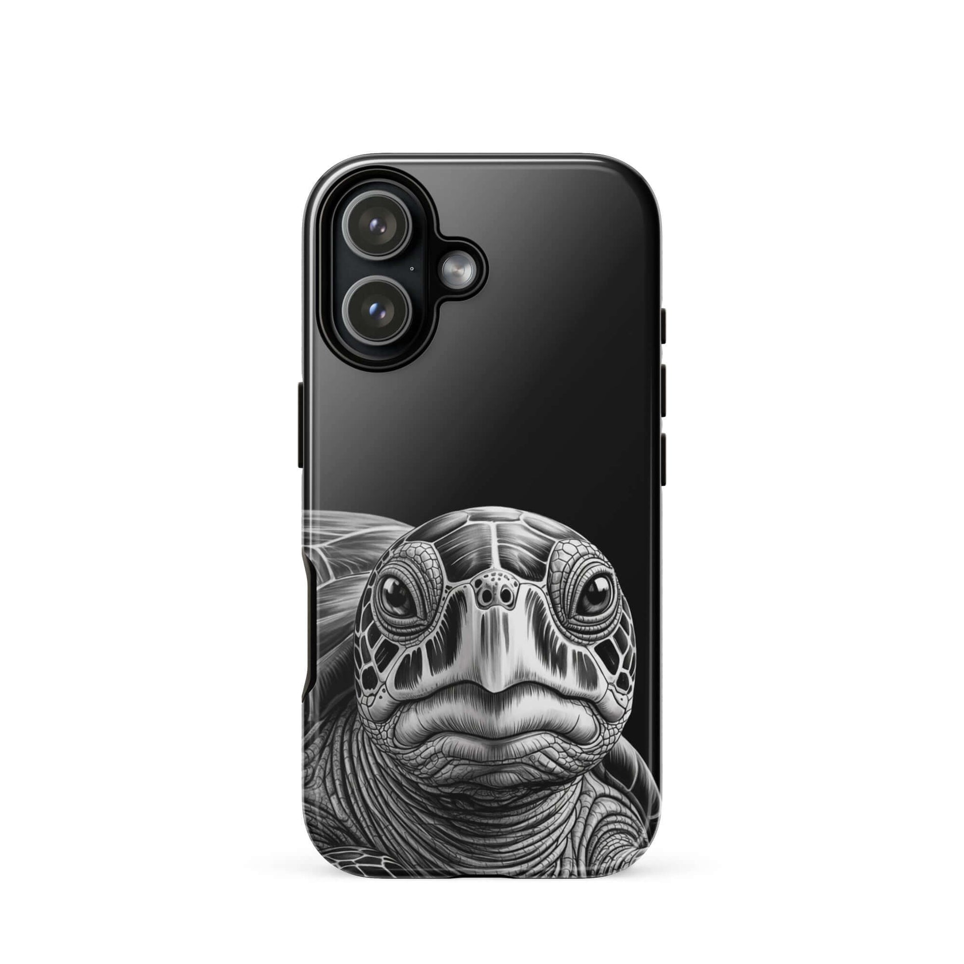 Phone Case featuring sea turtle art in black and white pencil sketch, designed for iPhone with timeless protection and luxury feel.