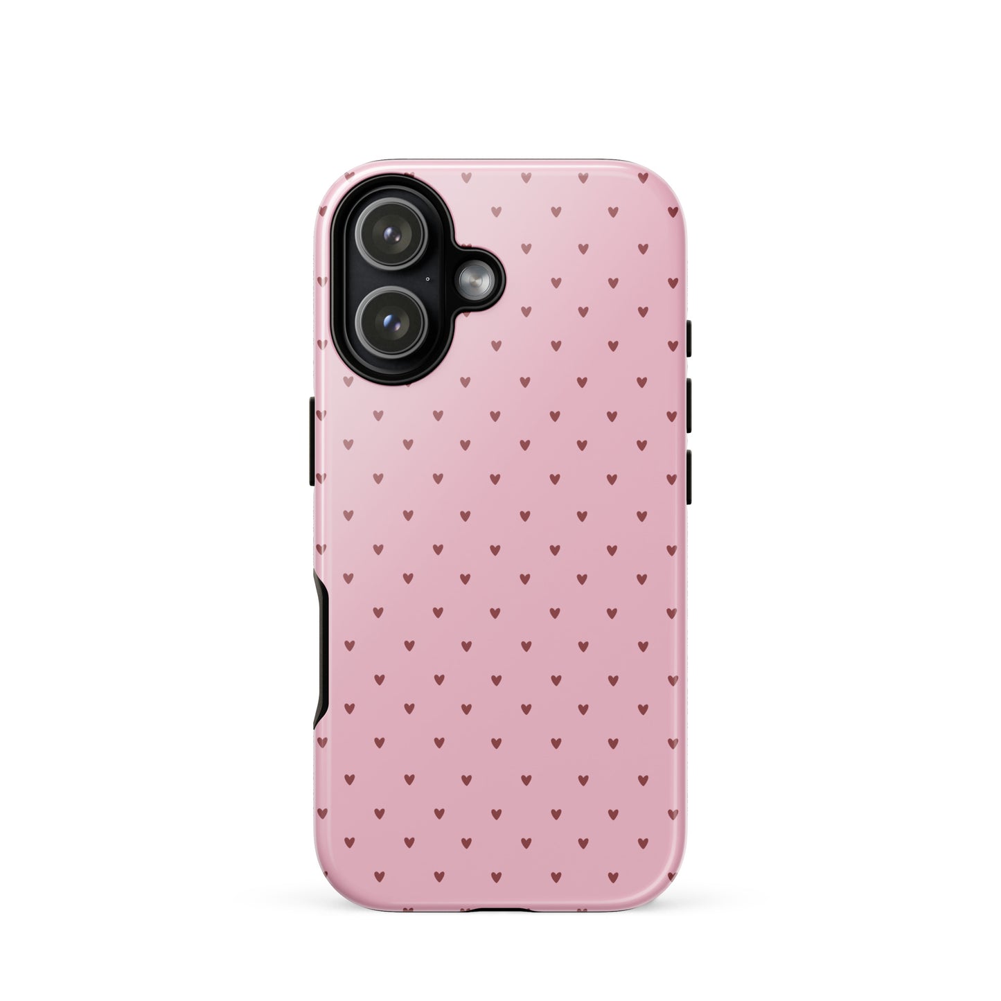 Phone Case for iPhone with heart-dot pattern, playful pink polka-dot style on a bold background, cute and modern accessory.