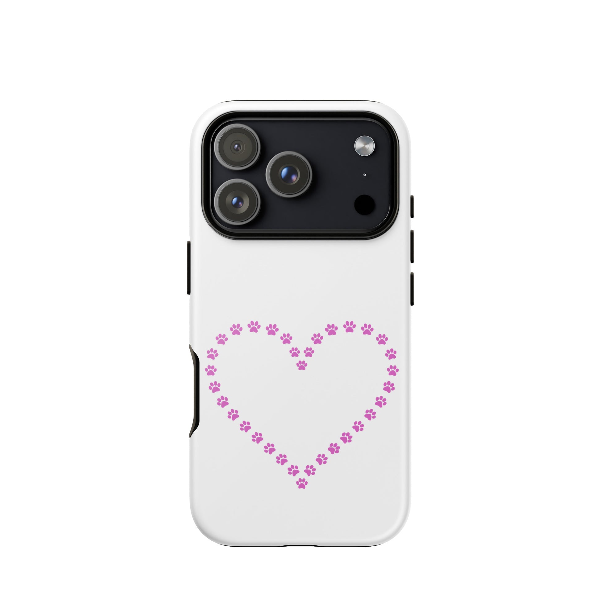 Phone Case for iPhone featuring a cute paw print heart design, perfect for pet lovers.