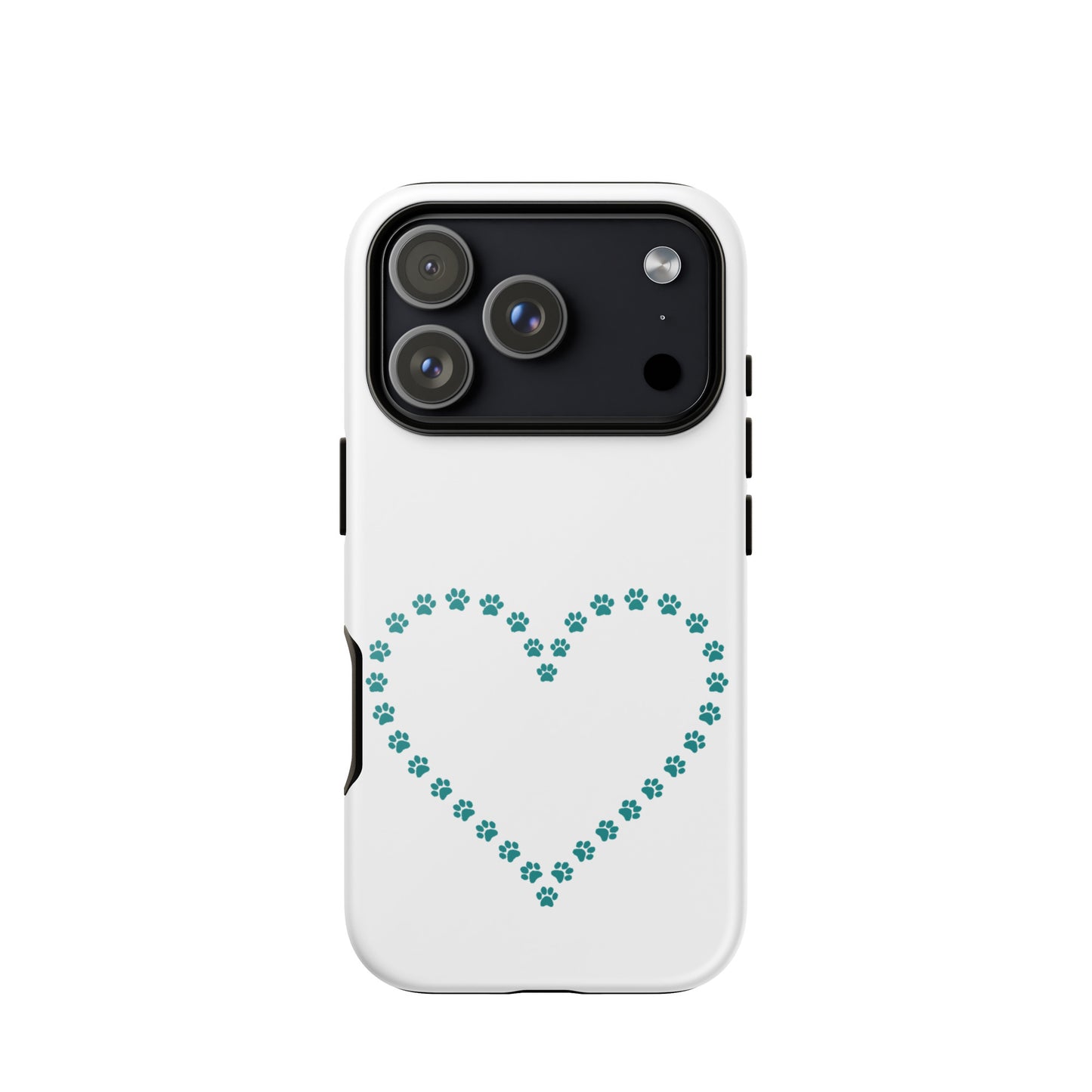 Phone Case featuring a cute paw print heart design for pet lovers, ideal for iPhone protection.