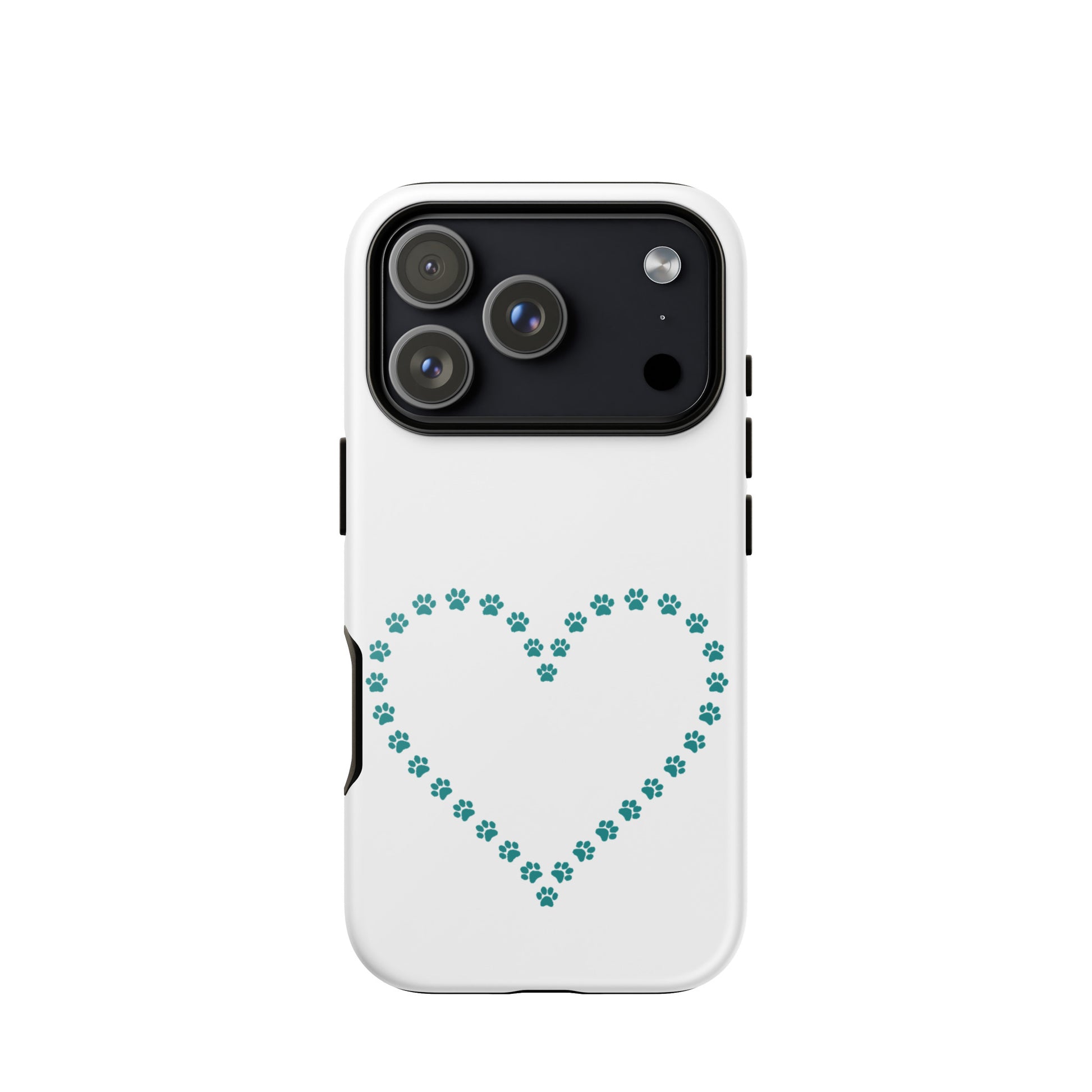 Phone Case featuring a cute paw print heart design for pet lovers, ideal for iPhone protection.