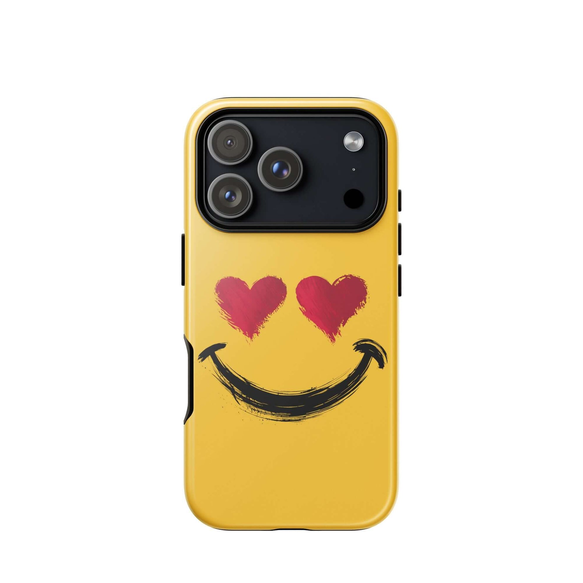 Phone Case for iPhone with heart‑eyes smiley art in vibrant colors and artistic brushstroke design for bold style and premium feel.