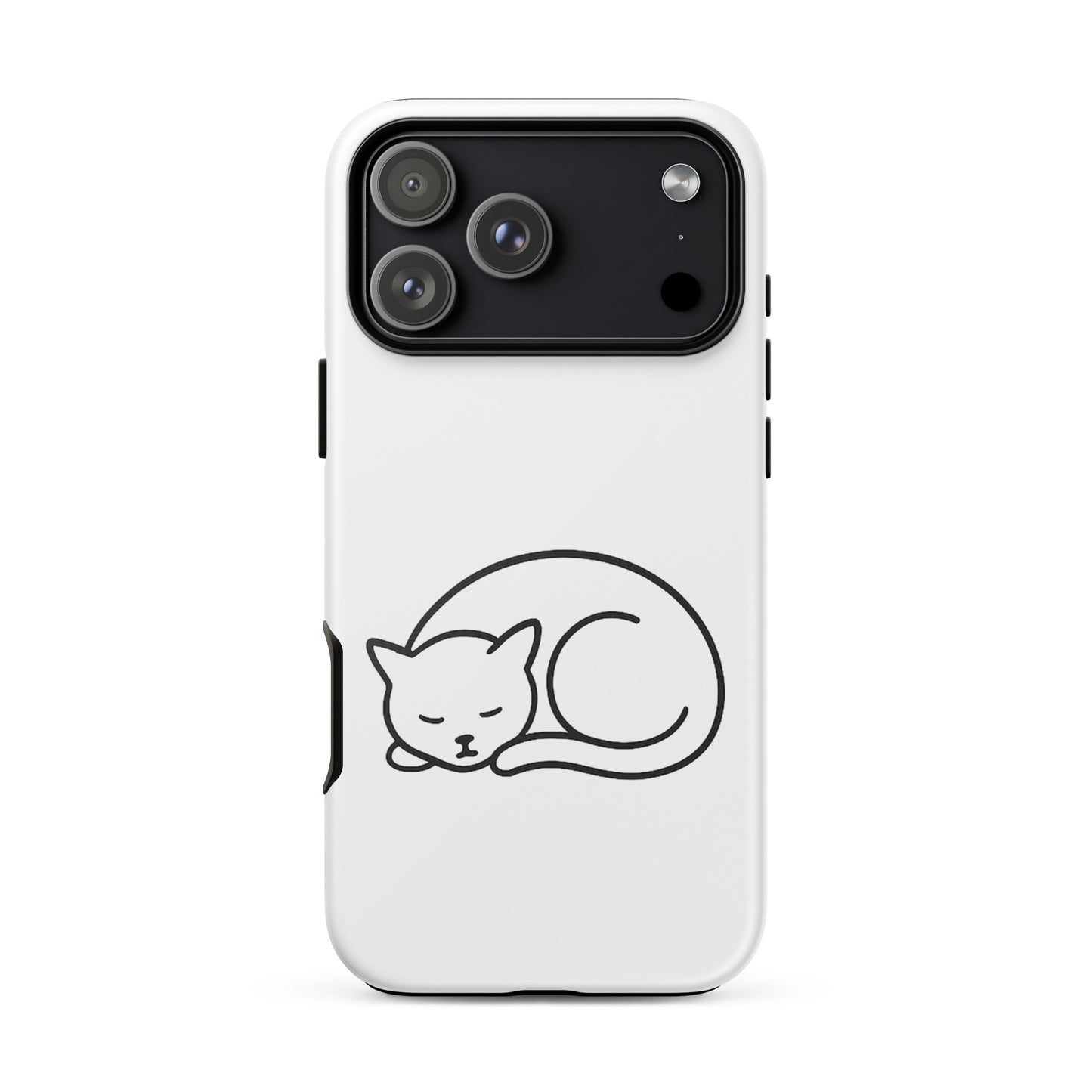 Phone case for iPhone featuring a minimalist curled-up cat design for style and protection.