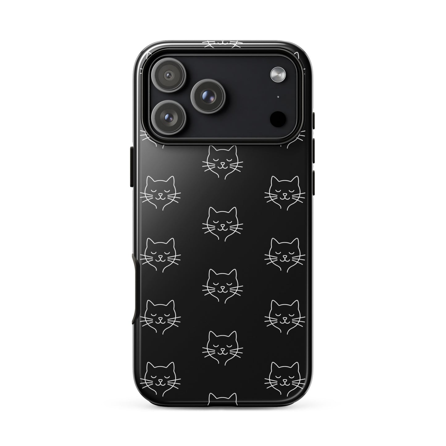 Phone Case for iPhone featuring a cute minimalist cat pattern design, perfect for cat lovers.