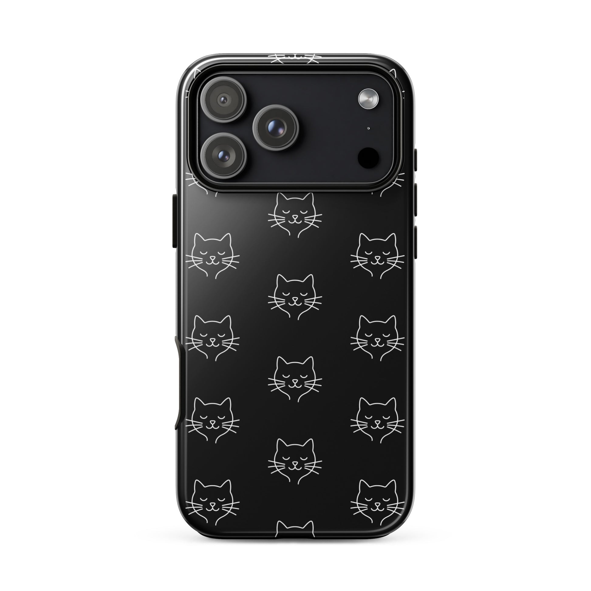Phone Case for iPhone featuring a cute minimalist cat pattern design, perfect for cat lovers.