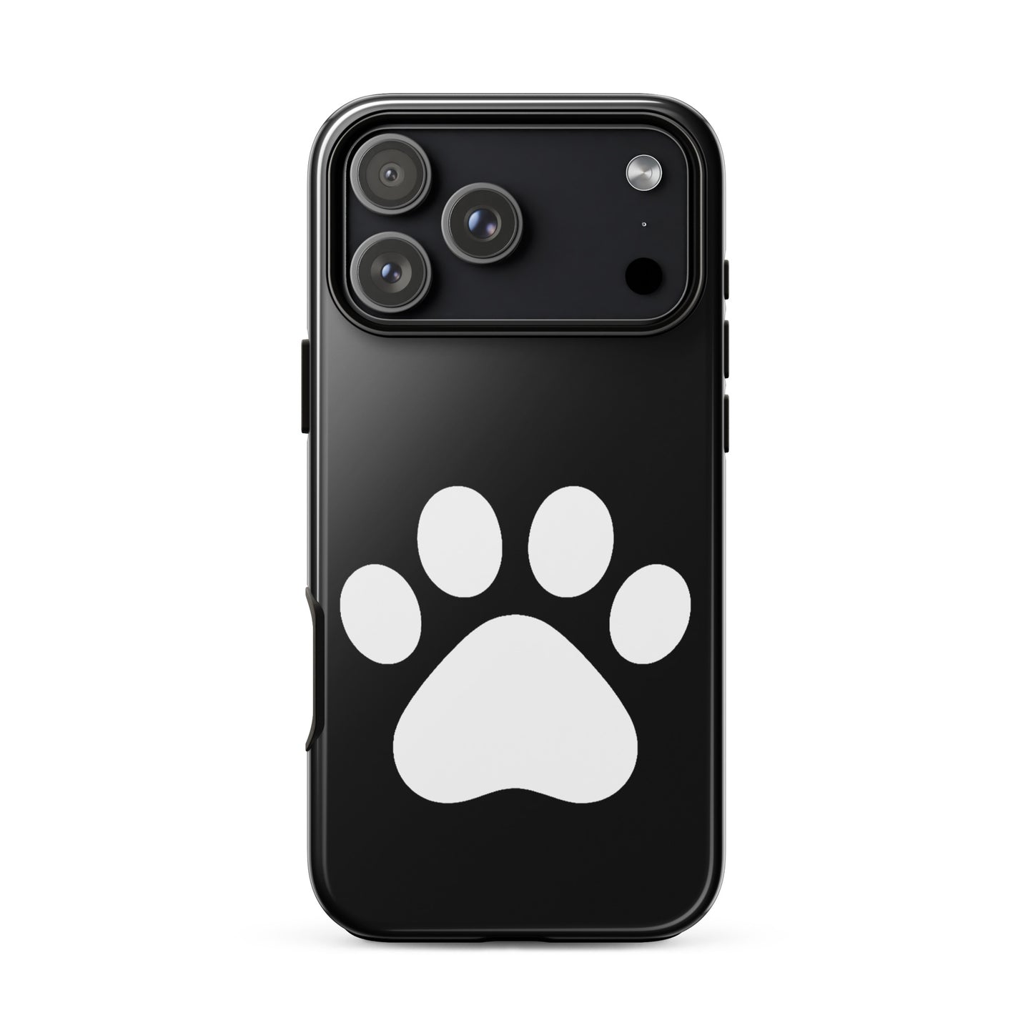 Phone Case for iPhone featuring minimalist black design with white paw print for pet lovers.