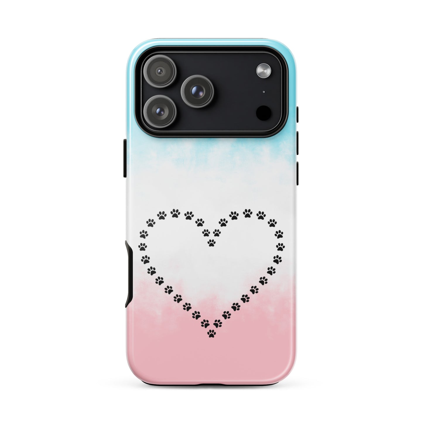 Phone Case for iPhone featuring a heart design made of paw prints, perfect for pet lovers.