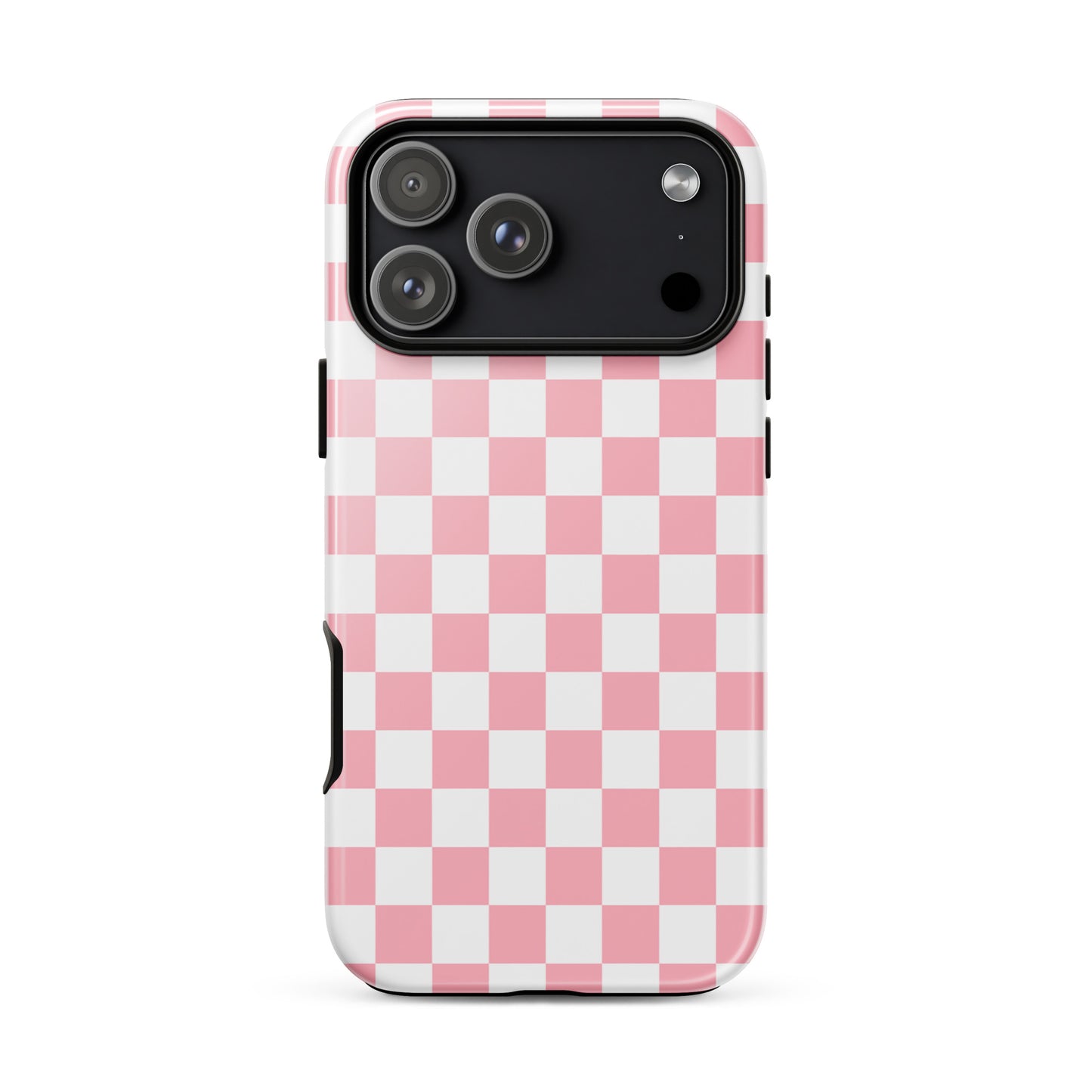 Phone Case for iPhone with pink and white checkered pattern, adds playful personality and style to your device.