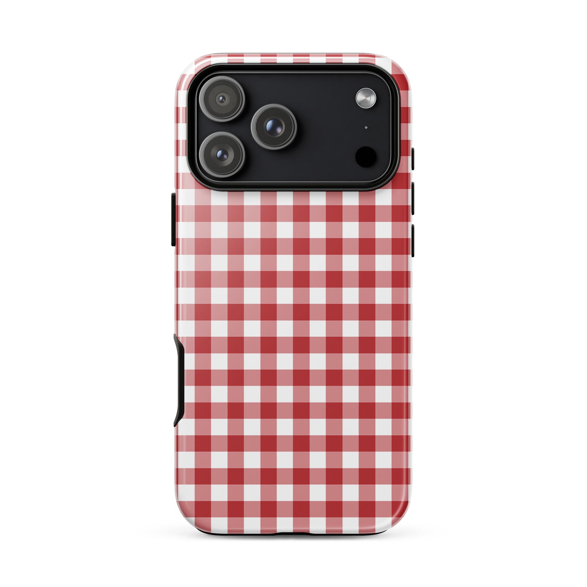 Phone Case for iPhone with red-and-white gingham pattern, combining charm and protection in a chic accessory.