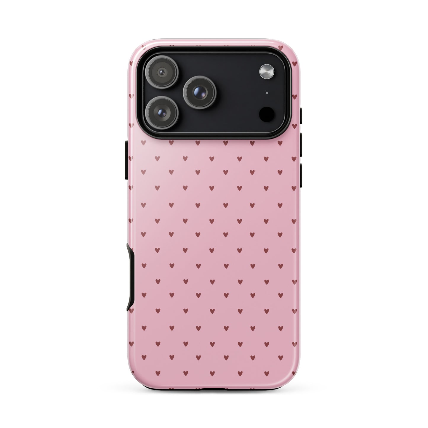 Phone Case for iPhone with heart-dot pattern, featuring cute hearts on a bold background, minimalistic yet stylish accessory.