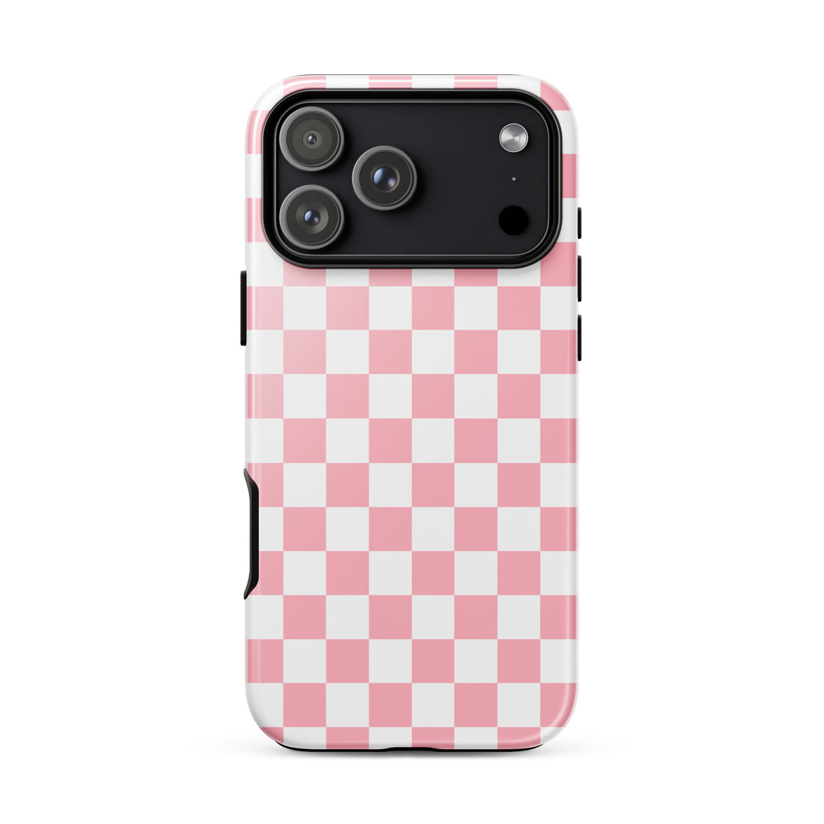 Phone Case for iPhone in playful pink and white checkered pattern, adding style and personality to your device.
