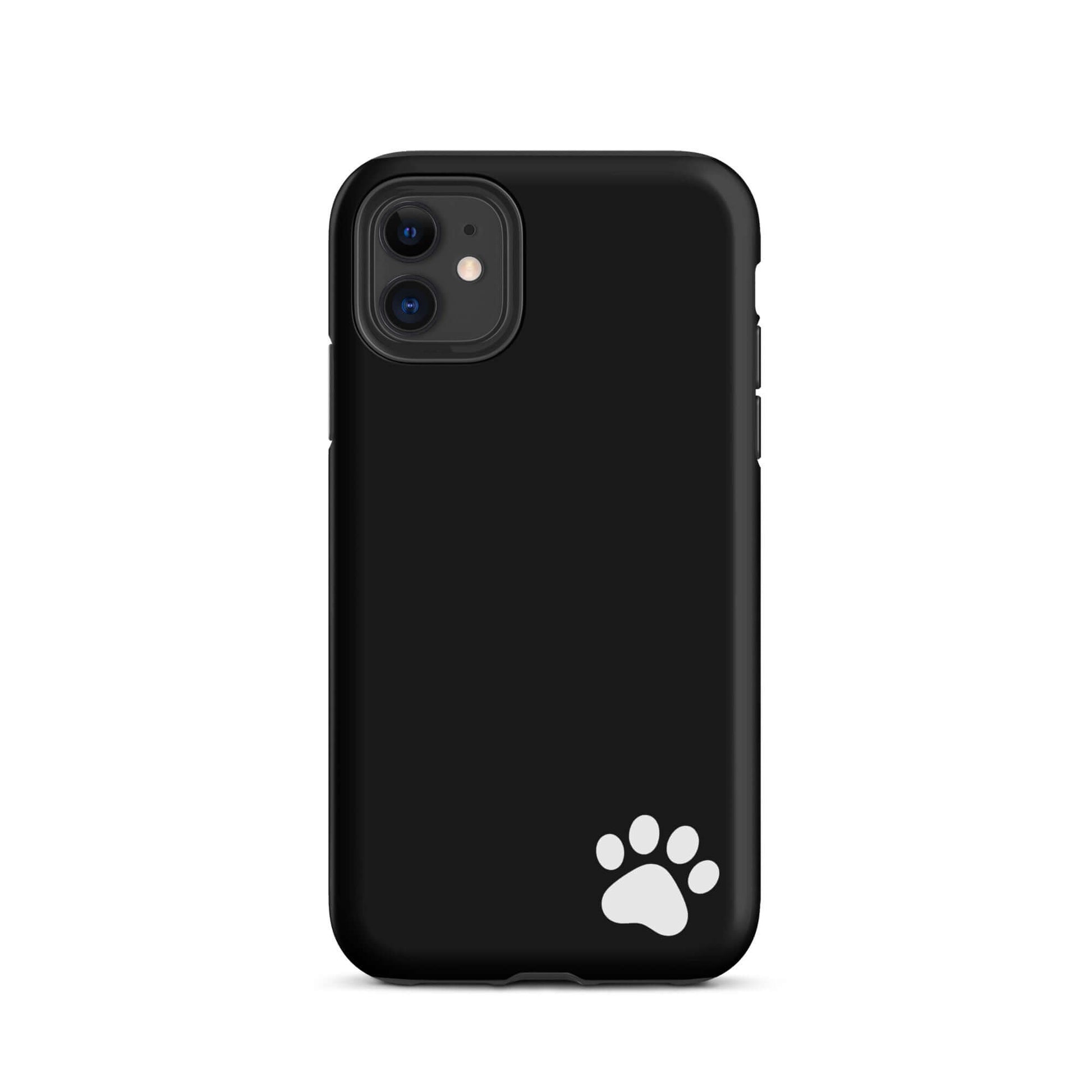 Phone Case for iPhone with black paw-print design, minimalist Tough Case with stylish animal theme.